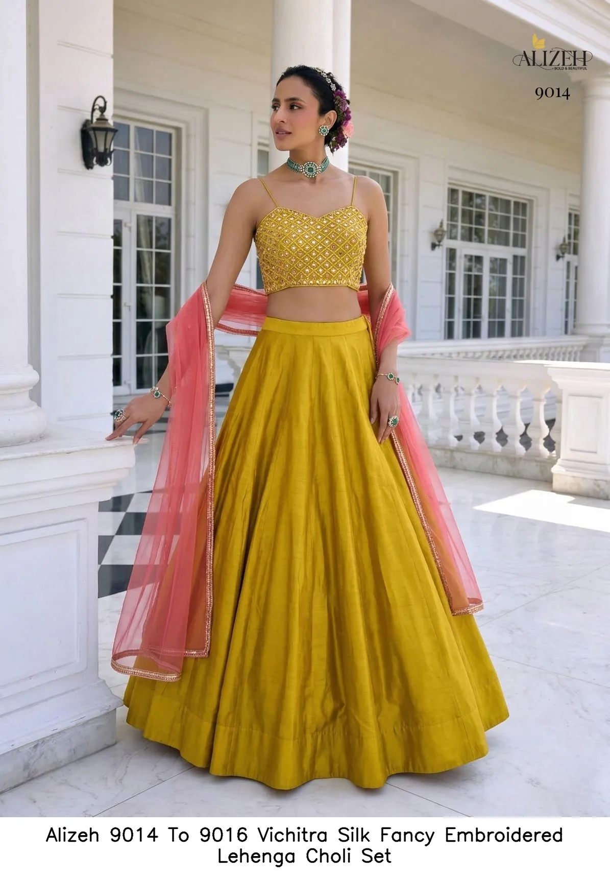 Alizeh 9014 to 9016 Vichitra Silk Fancy Embroidered Choli Set