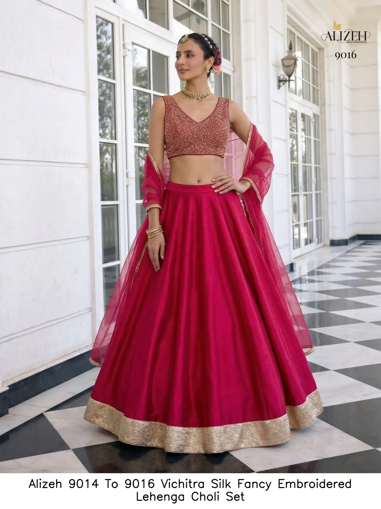 Alizeh 9014 to 9016 Vichitra Silk Fancy Embroidered Choli Set