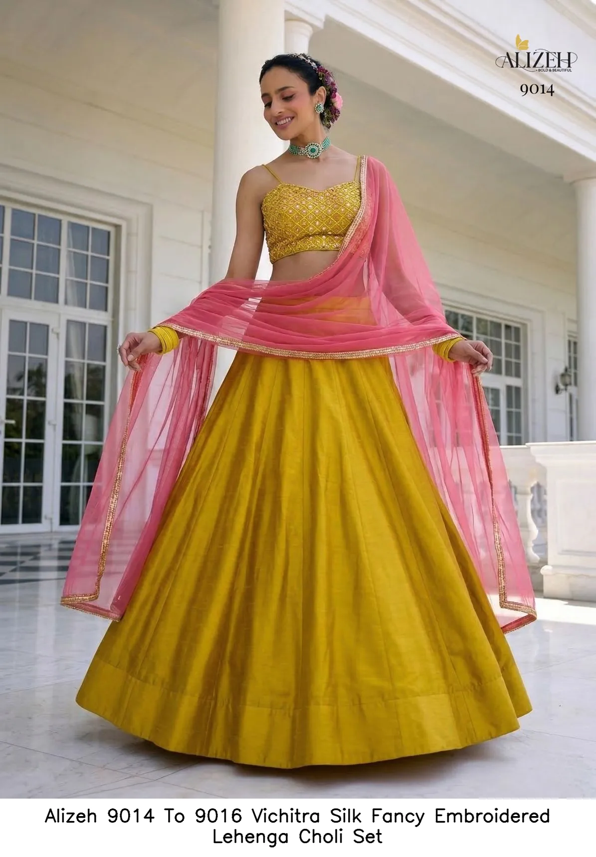 Alizeh 9014 to 9016 Vichitra Silk Fancy Embroidered Choli Set