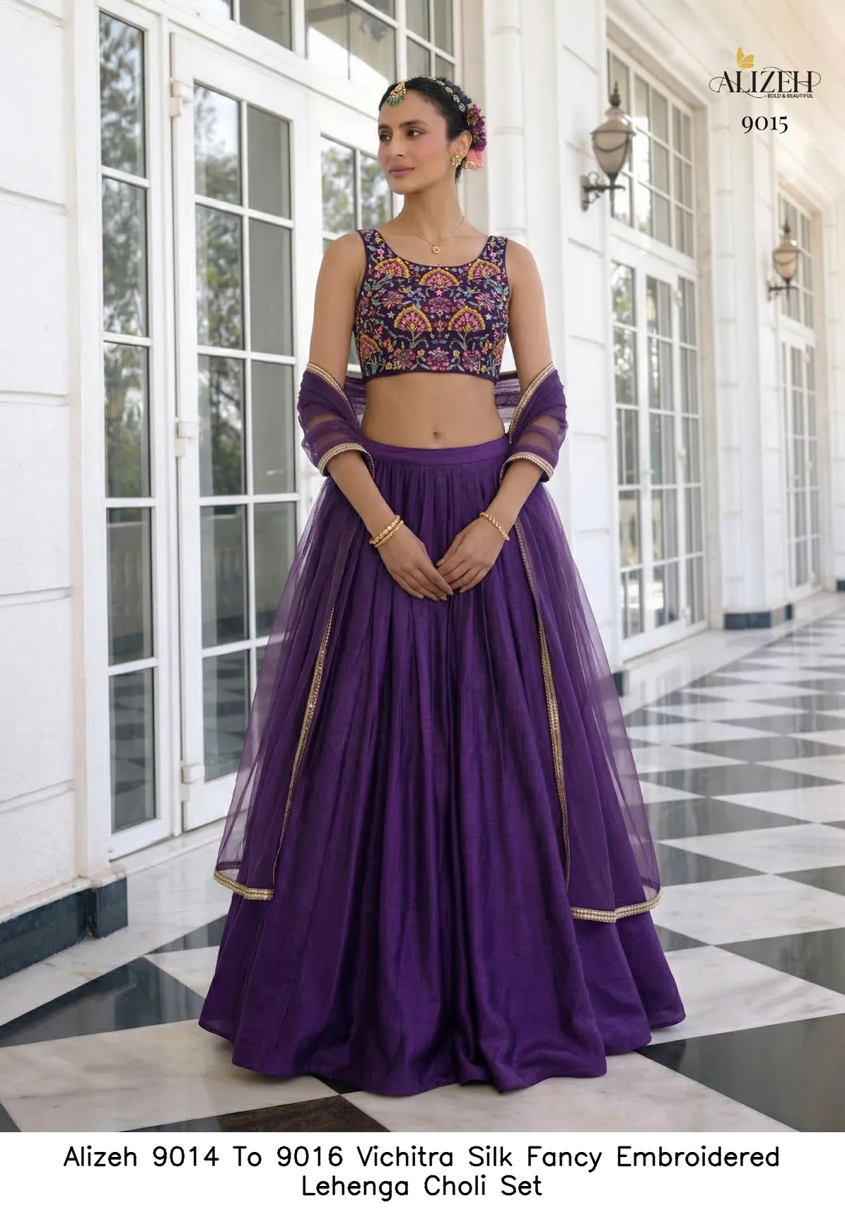 Alizeh 9014 to 9016 Vichitra Silk Fancy Embroidered Choli Set