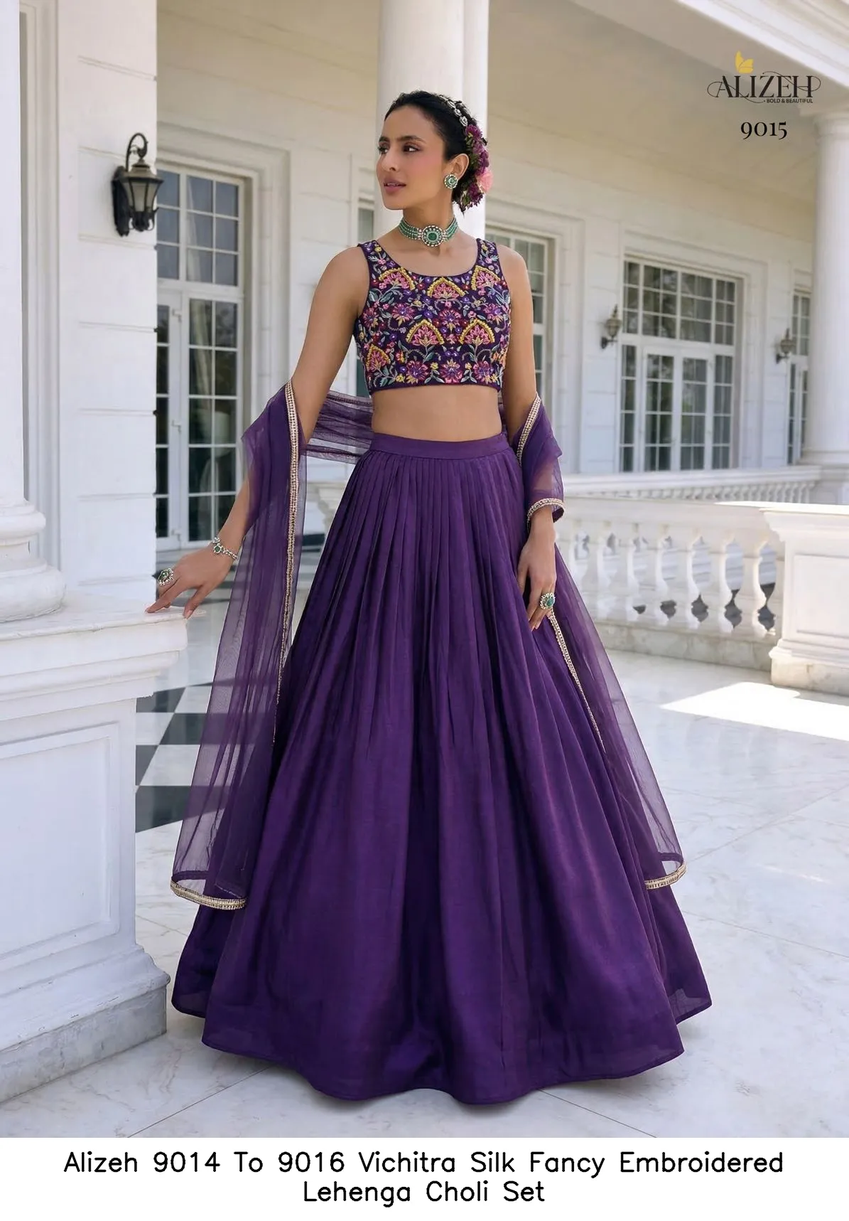 Alizeh 9014 to 9016 Vichitra Silk Fancy Embroidered Choli Set