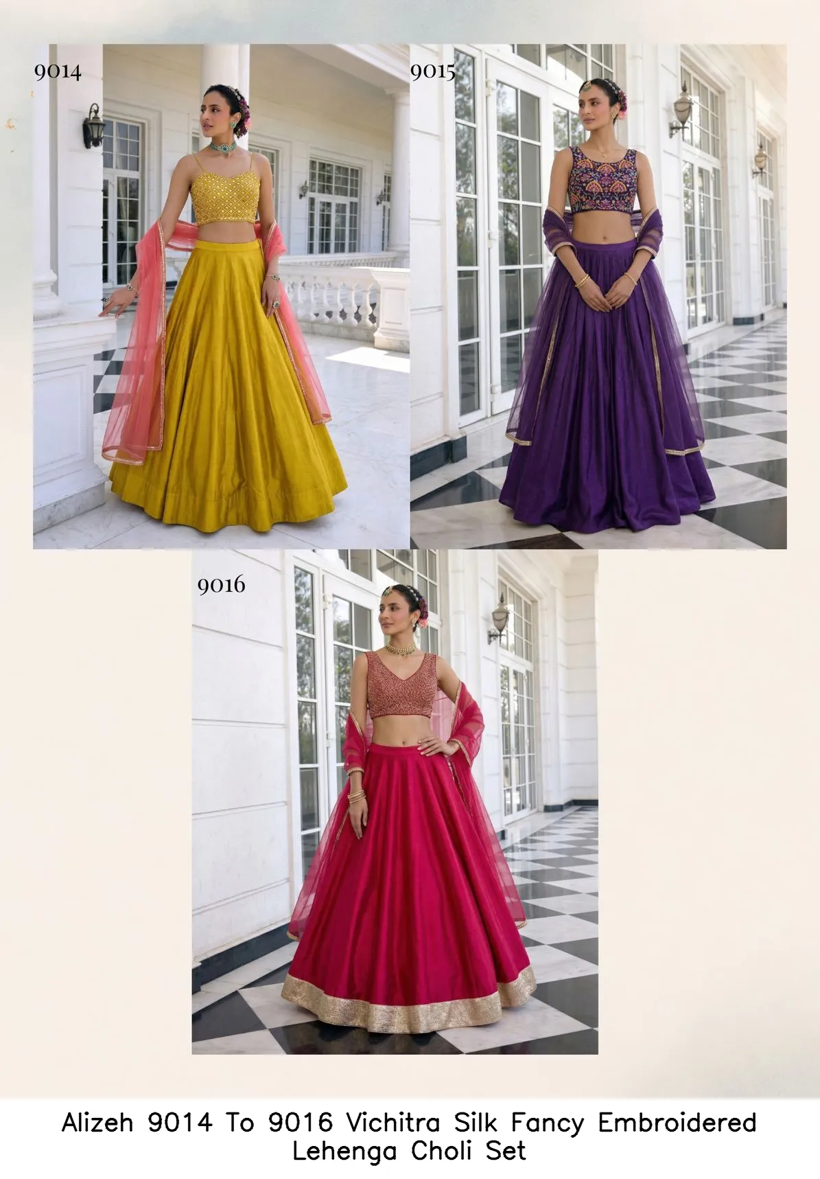 Alizeh 9014 to 9016 Vichitra Silk Fancy Embroidered Choli Set