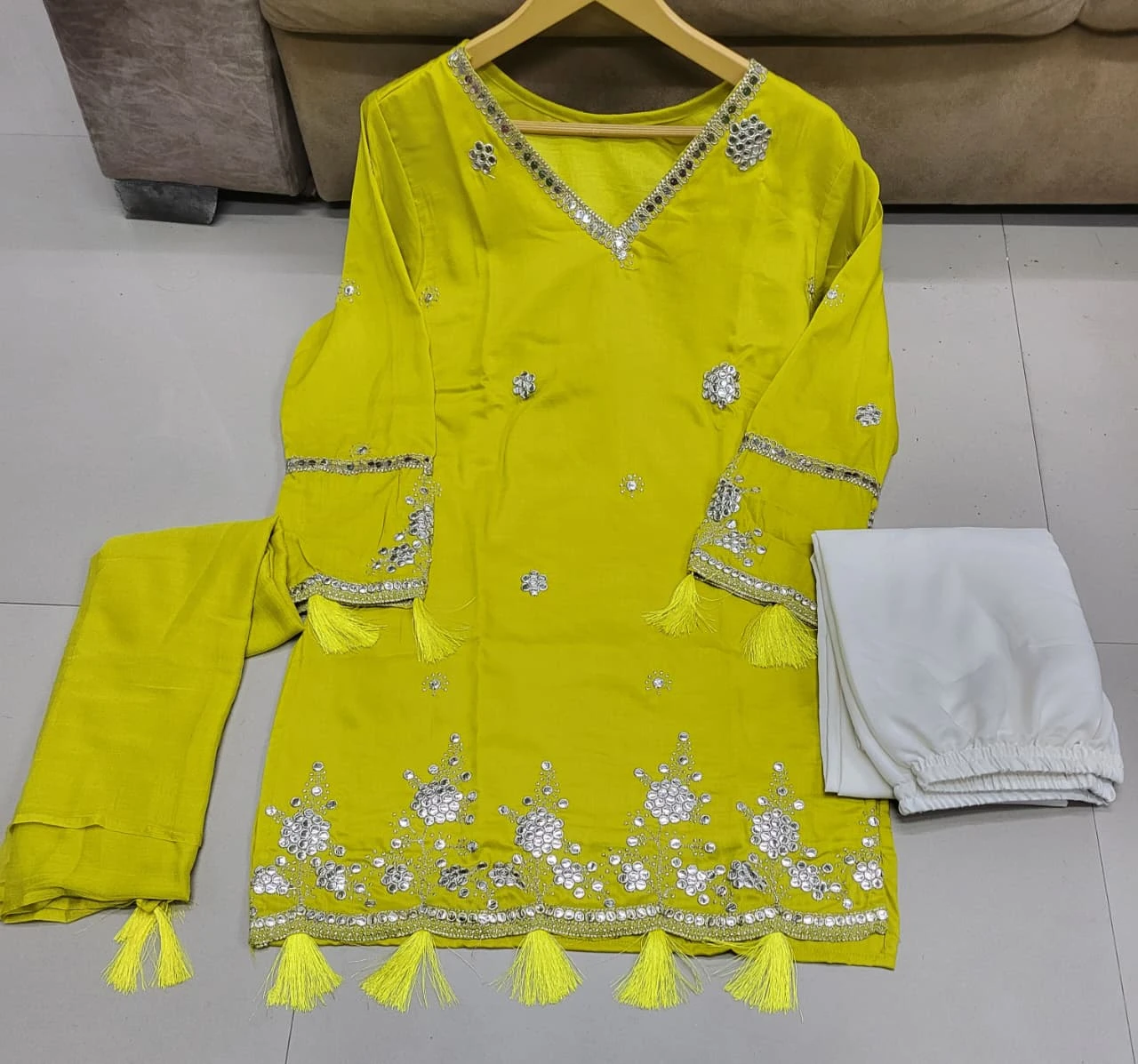 AMRANI Designer Viscose Glass Kurta Palazzo Set With Dupatta