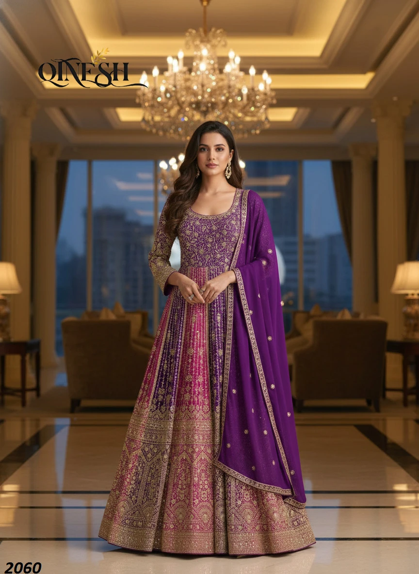 AMRANI Faux Georgette Top Dupatta Set