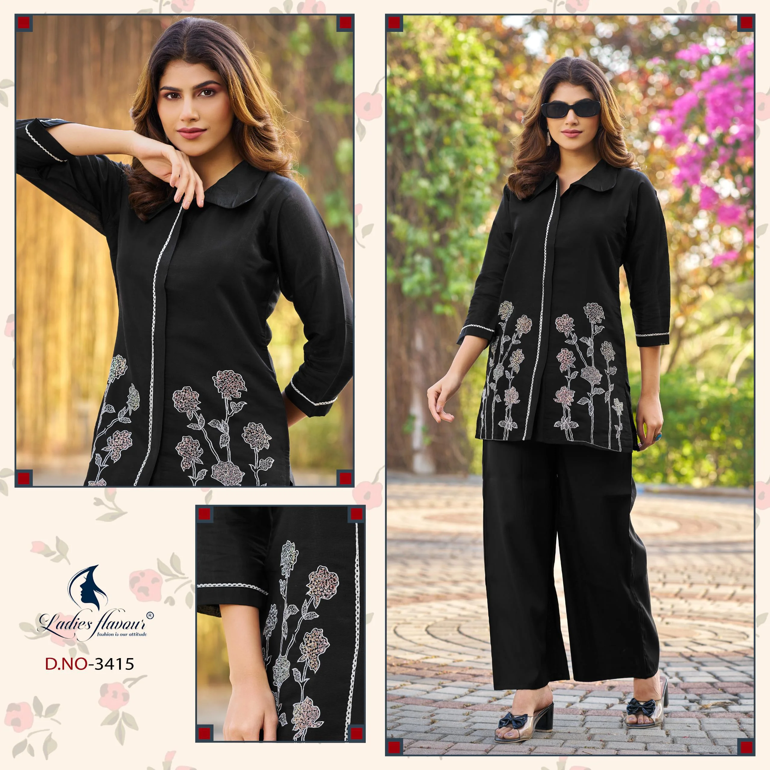 Amrani Mull Chanderi Embroidery Co-Ord Set