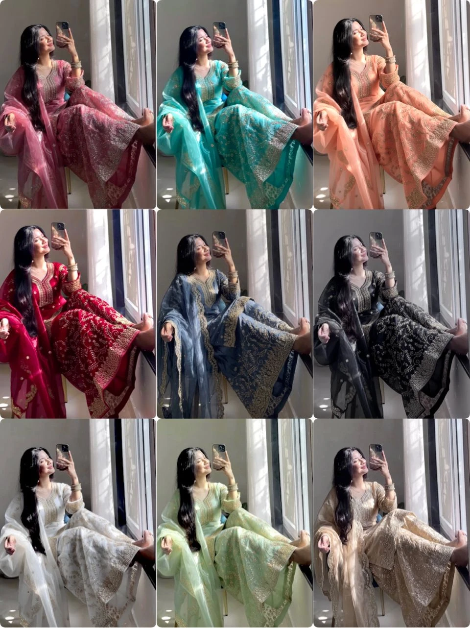 AMRANI Premium GMY Silk Top Palazzo With Dupatta Set