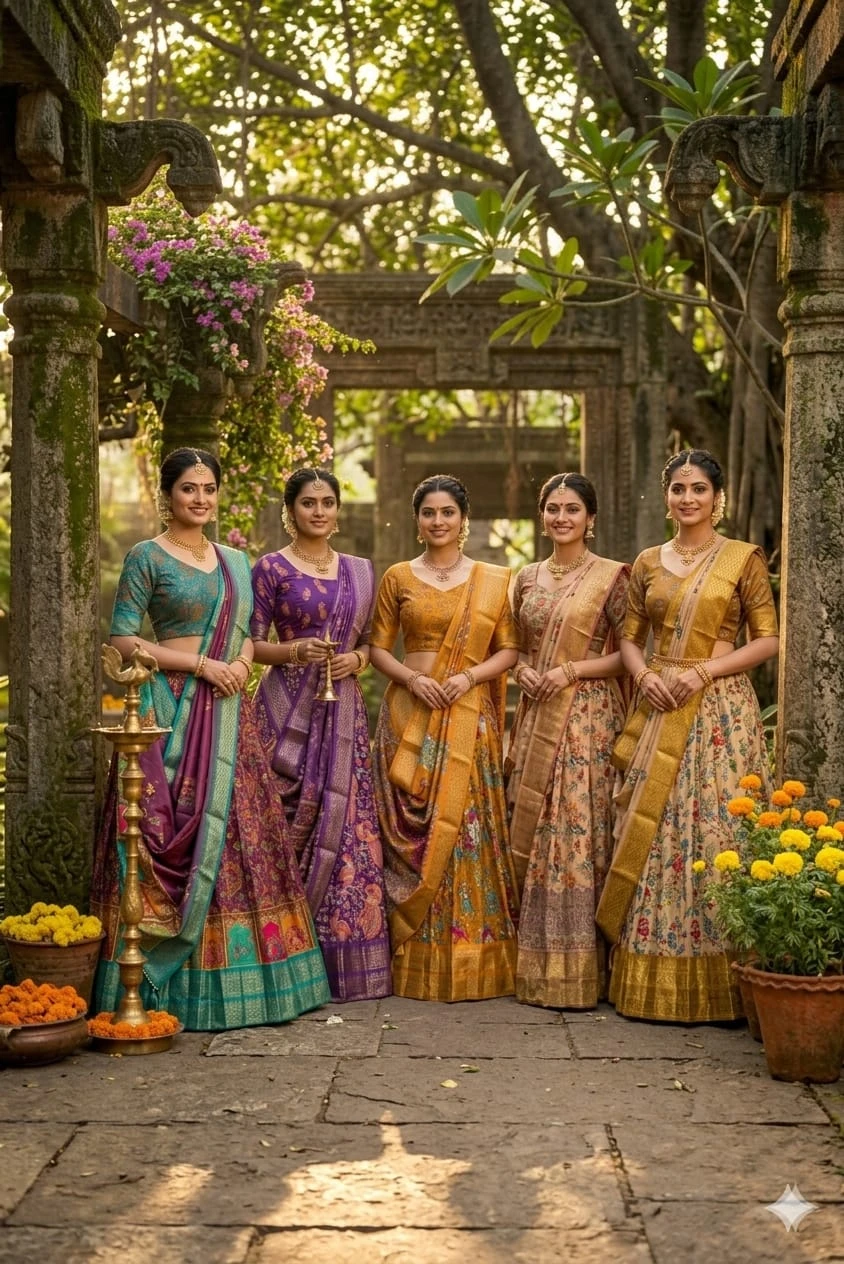 Anusha Kalamkari Printed Cotton Silk Lehenga Choli