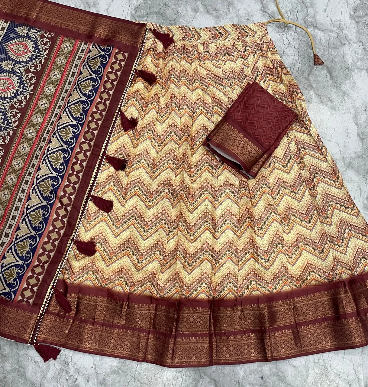 Anusha Kalamkari Printed Cotton Silk Lehenga Choli