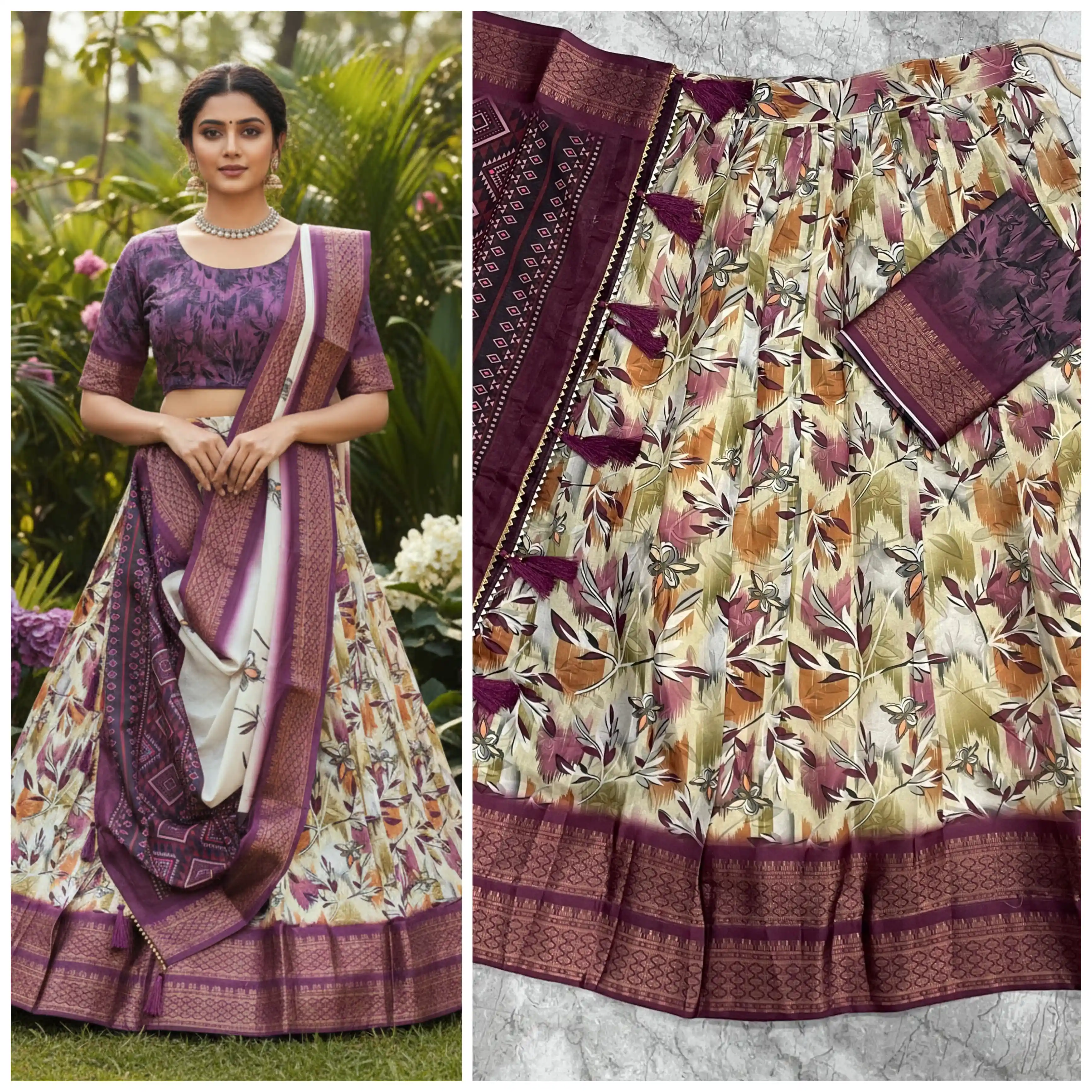 Anusha Kalamkari Printed Cotton Silk Lehenga Choli