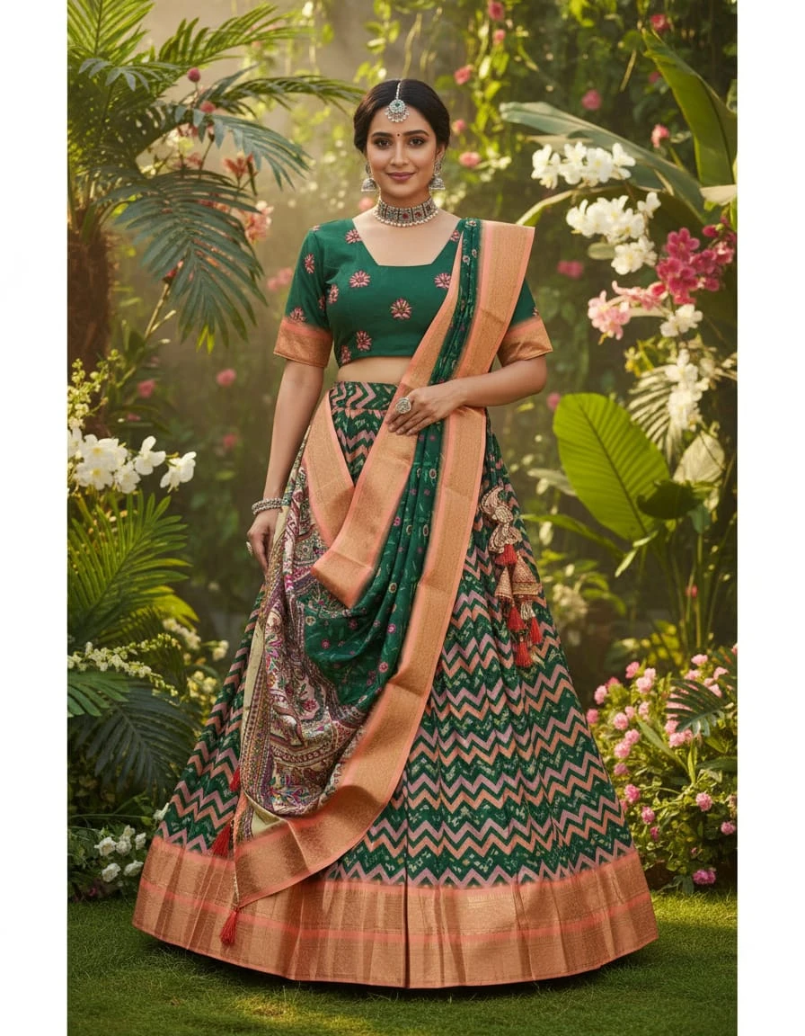 Anusha Kalamkari Printed Cotton Silk Lehenga Choli