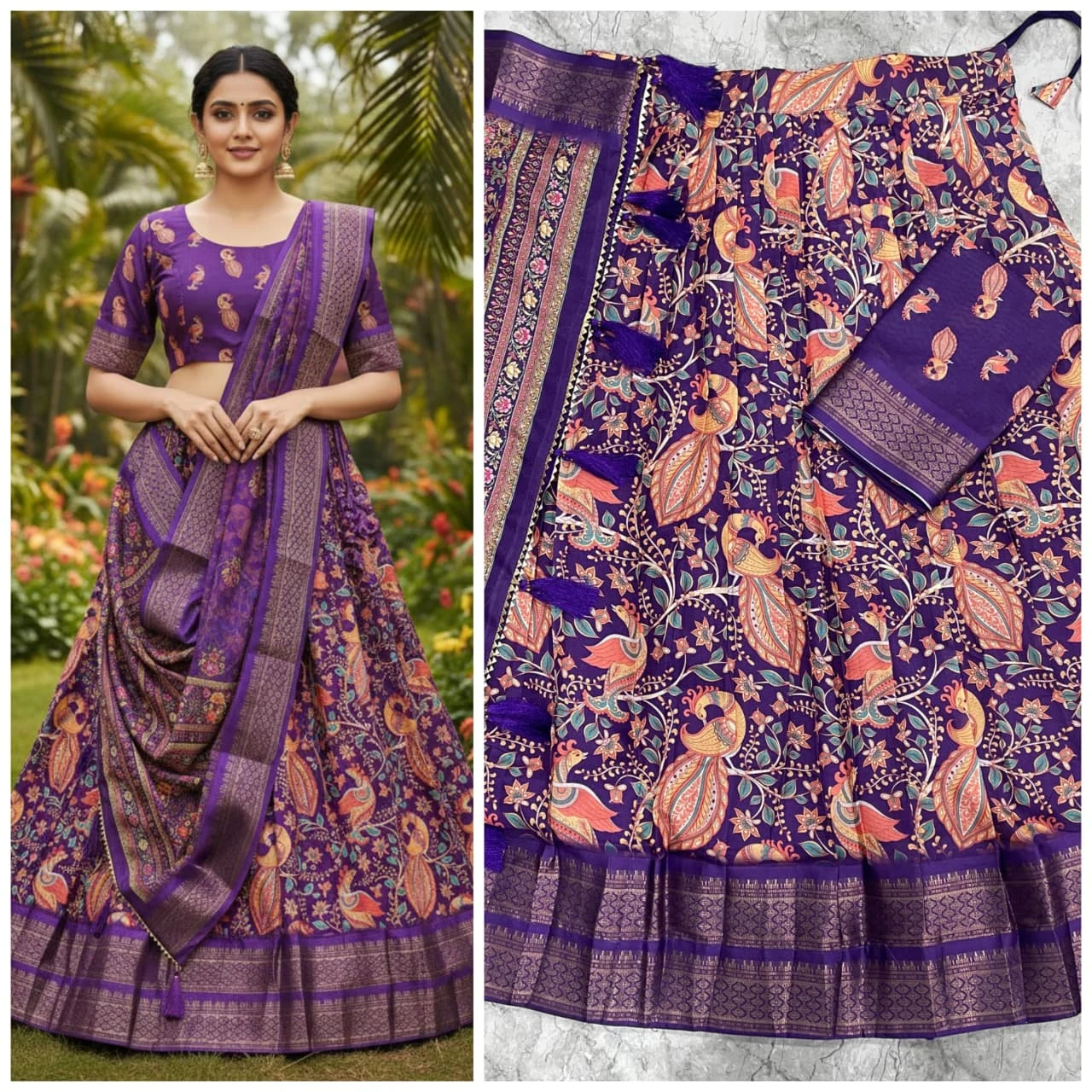 Anusha Kalamkari Printed Cotton Silk Lehenga Choli