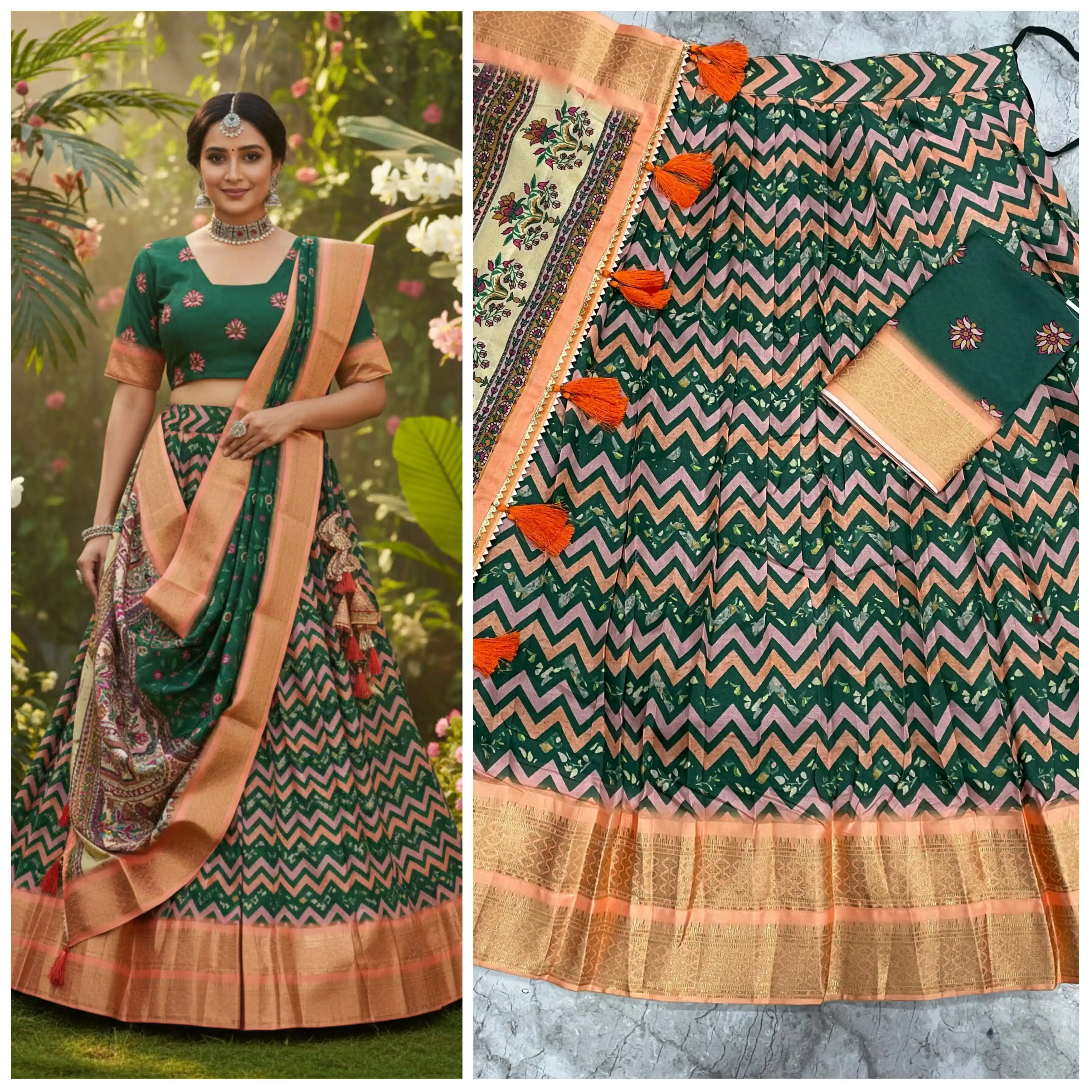 Anusha Kalamkari Printed Cotton Silk Lehenga Choli