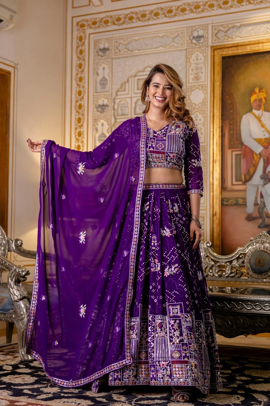 Arya 375 Floral Choli Set Crafted in Premium Organza