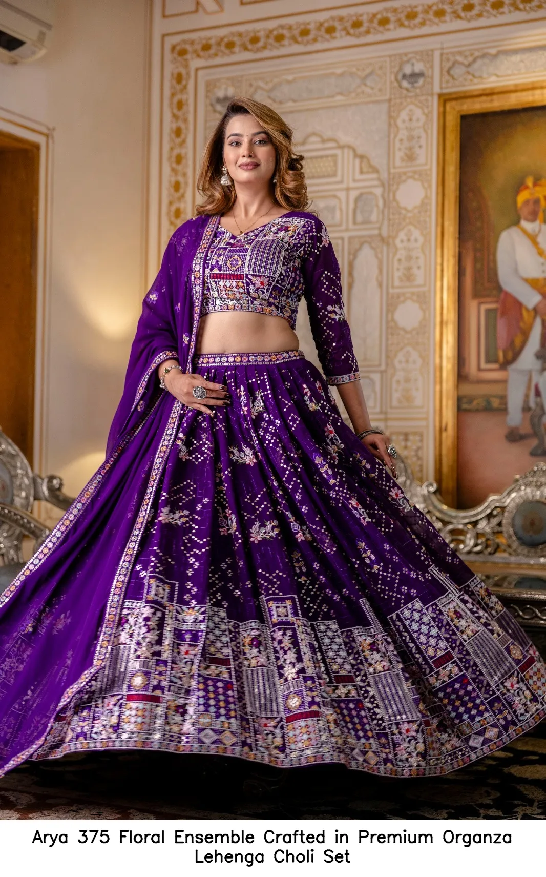 Arya 375 Floral Choli Set Crafted in Premium Organza