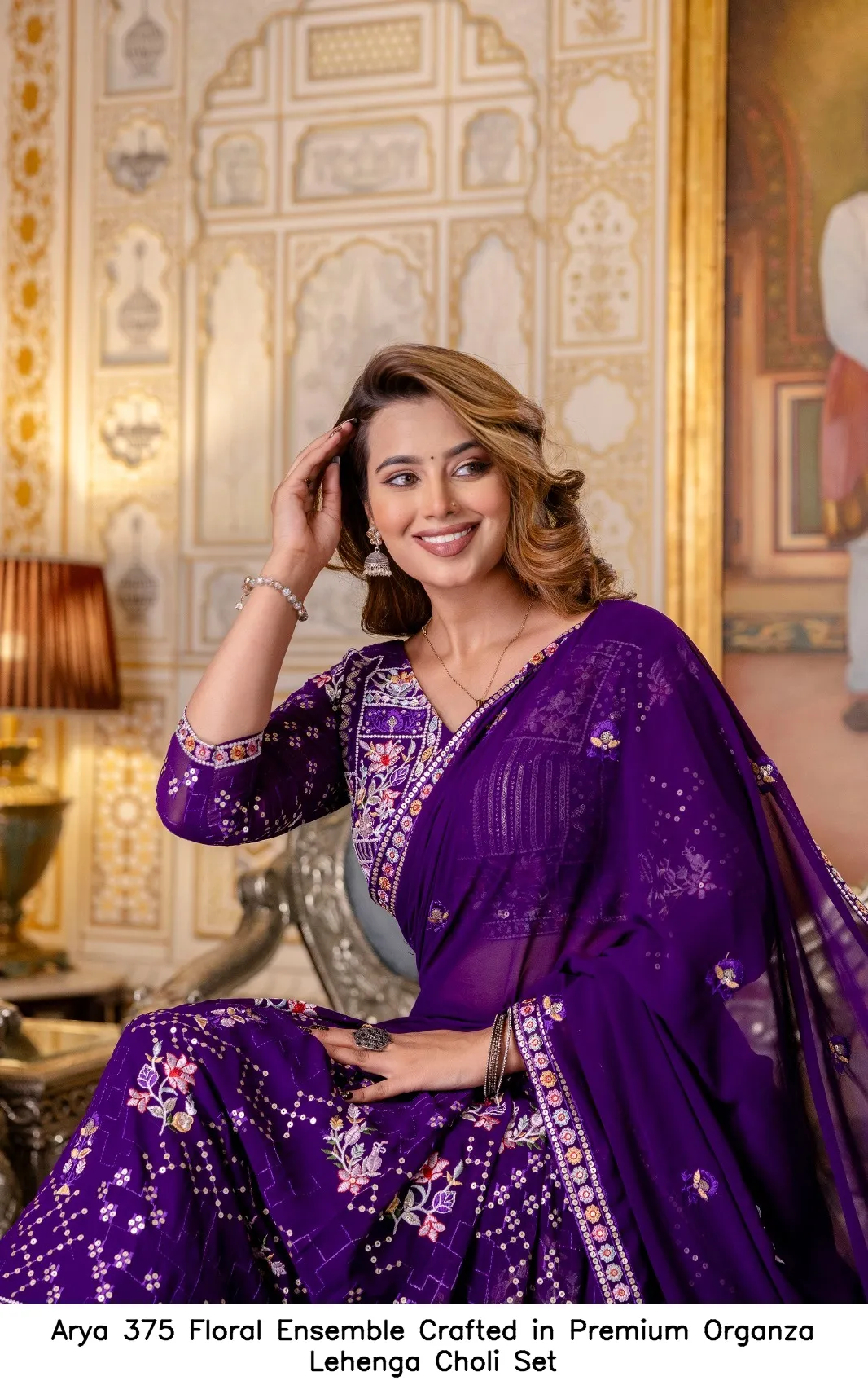 Arya 375 Floral Choli Set Crafted in Premium Organza