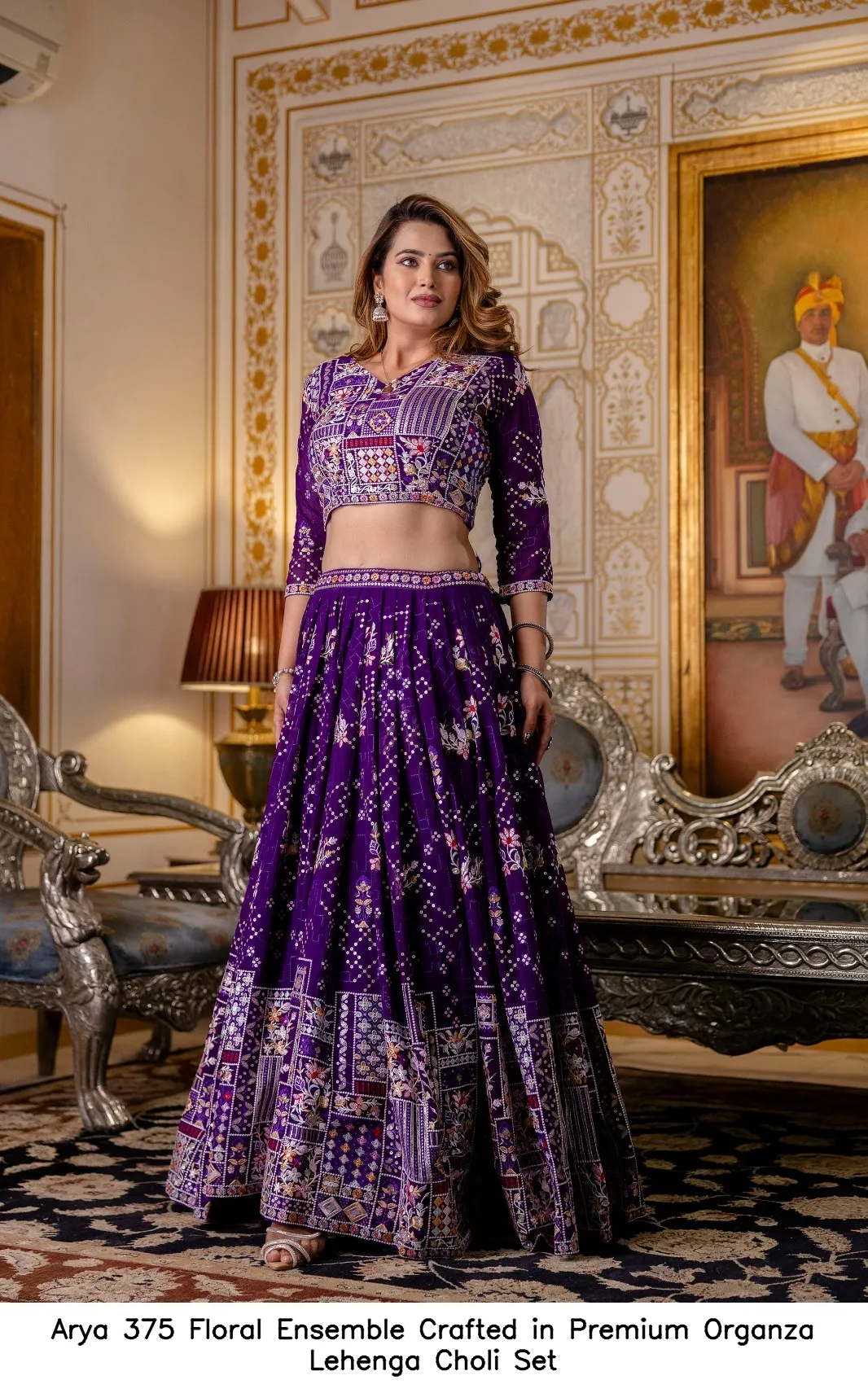 Arya 375 Floral Choli Set Crafted in Premium Organza