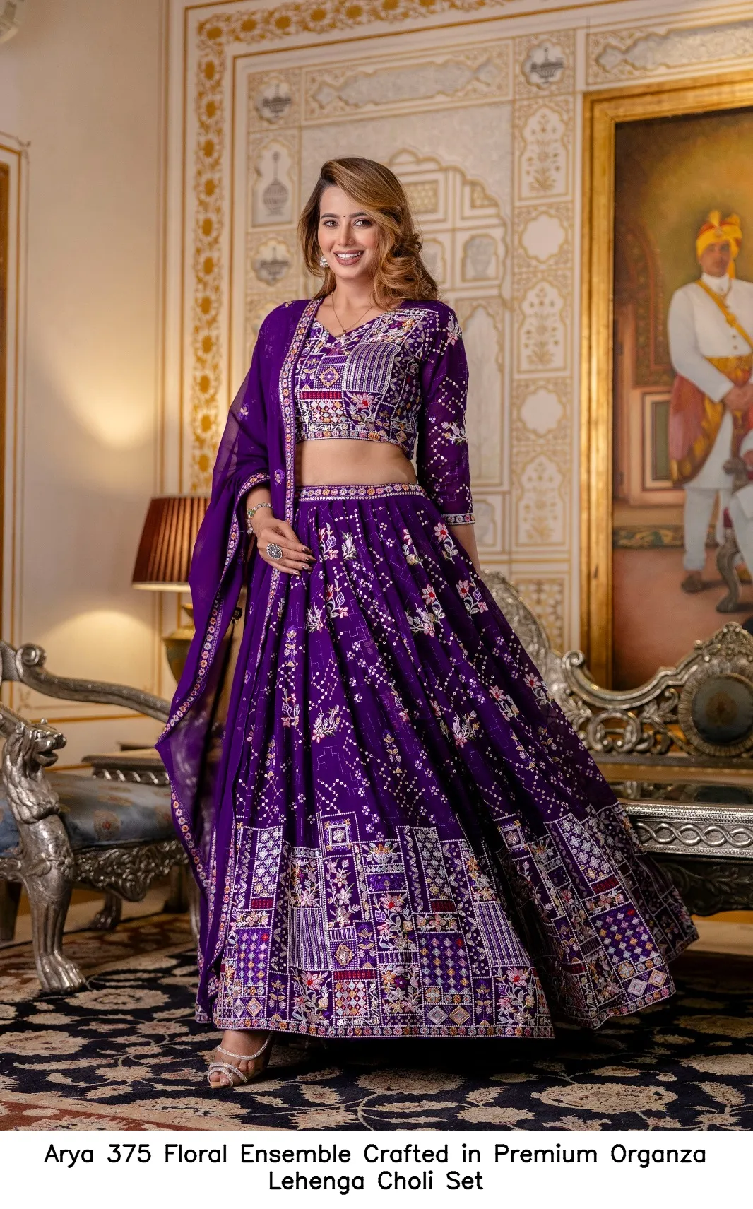Arya 375 Floral Choli Set Crafted in Premium Organza