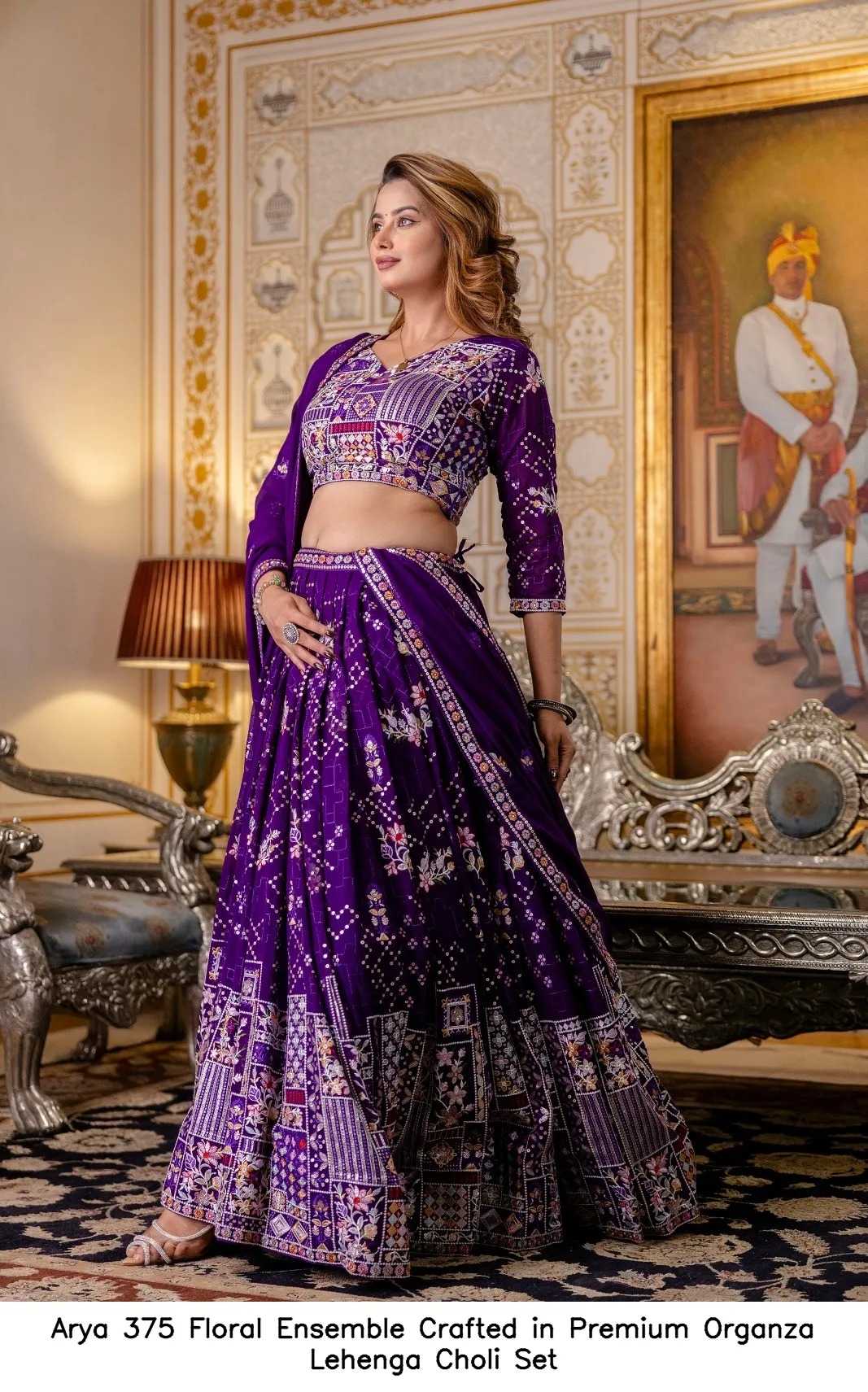 Arya 375 Floral Choli Set Crafted in Premium Organza