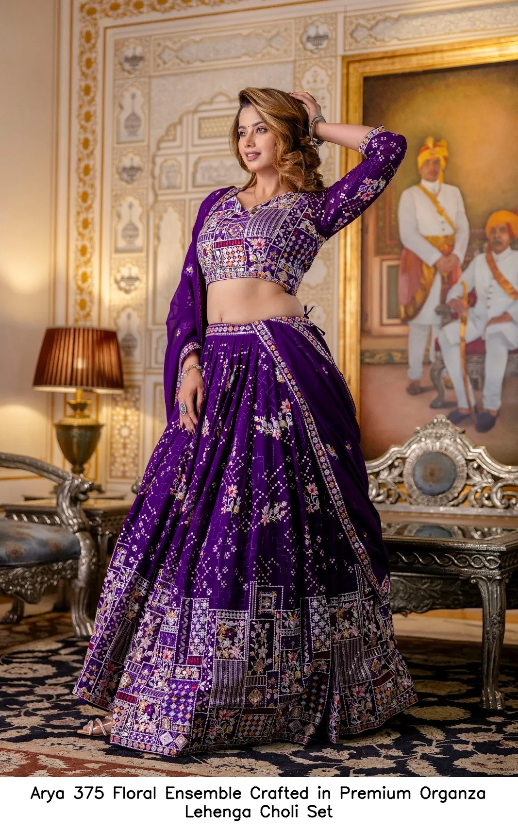 Arya 375 Floral Choli Set Crafted in Premium Organza