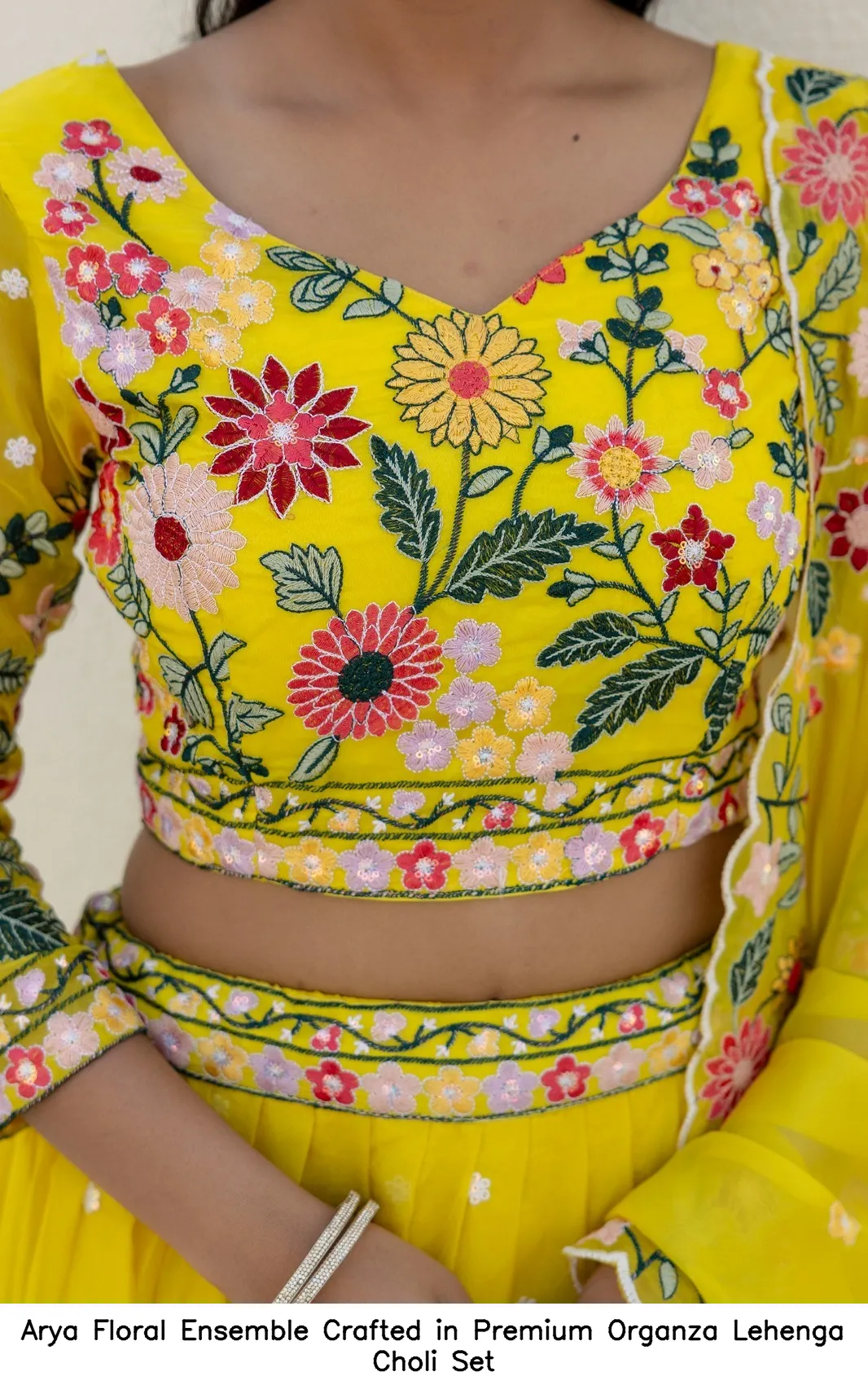 Arya Floral Choli Set Crafted in Premium Organza