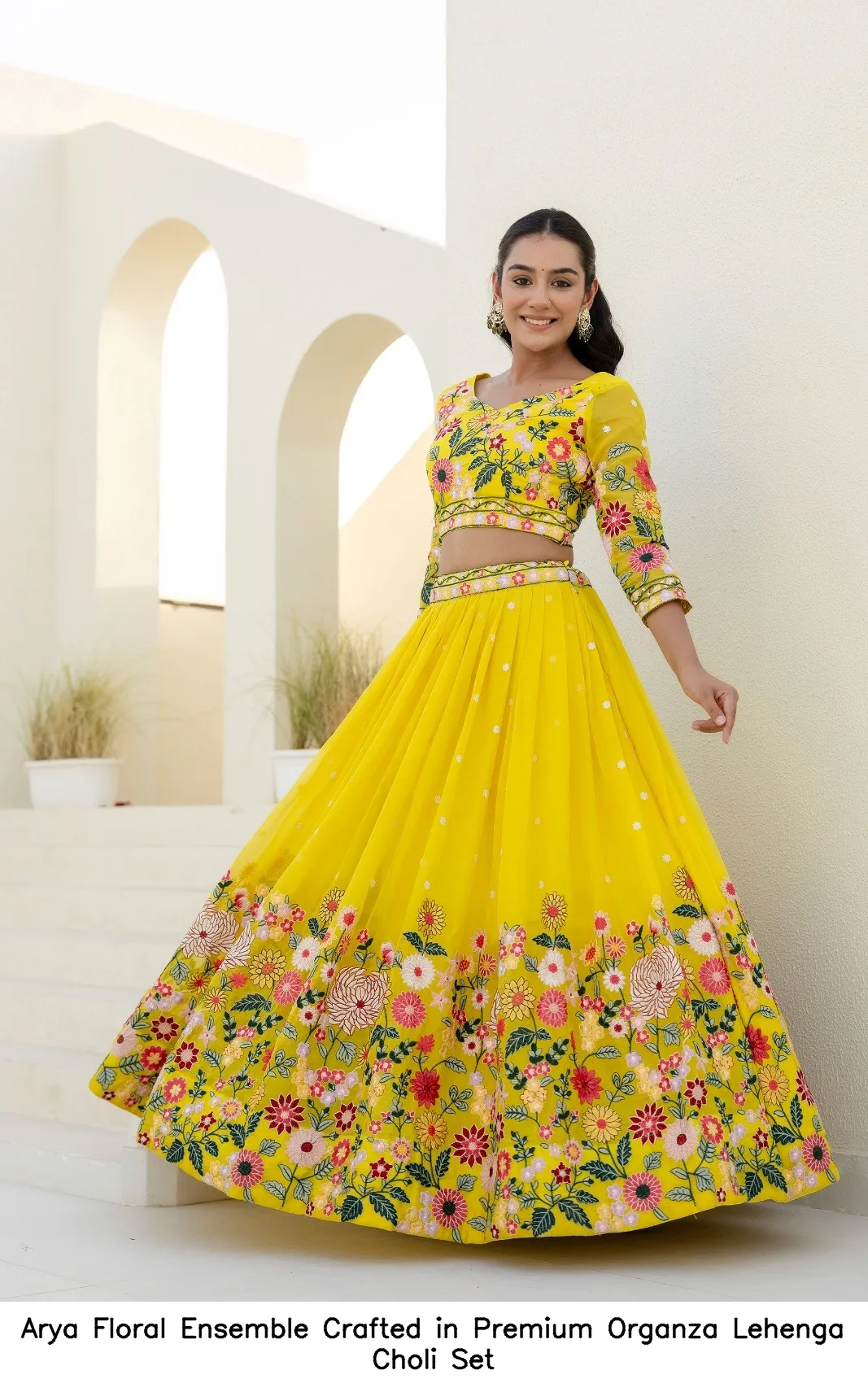 Arya Floral Choli Set Crafted in Premium Organza