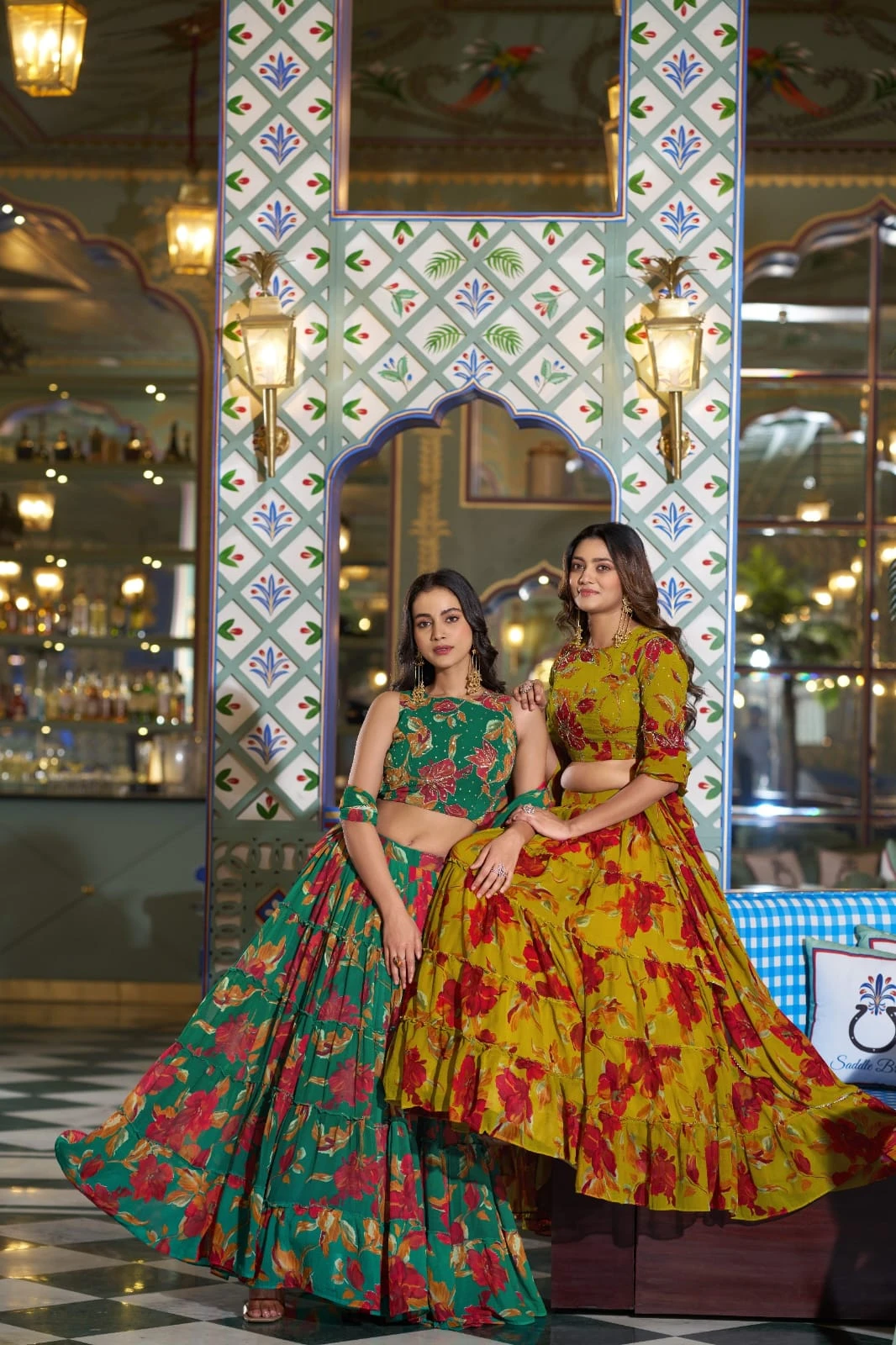 Bloomscape Floral Marble Lehenga Set AAHNAA