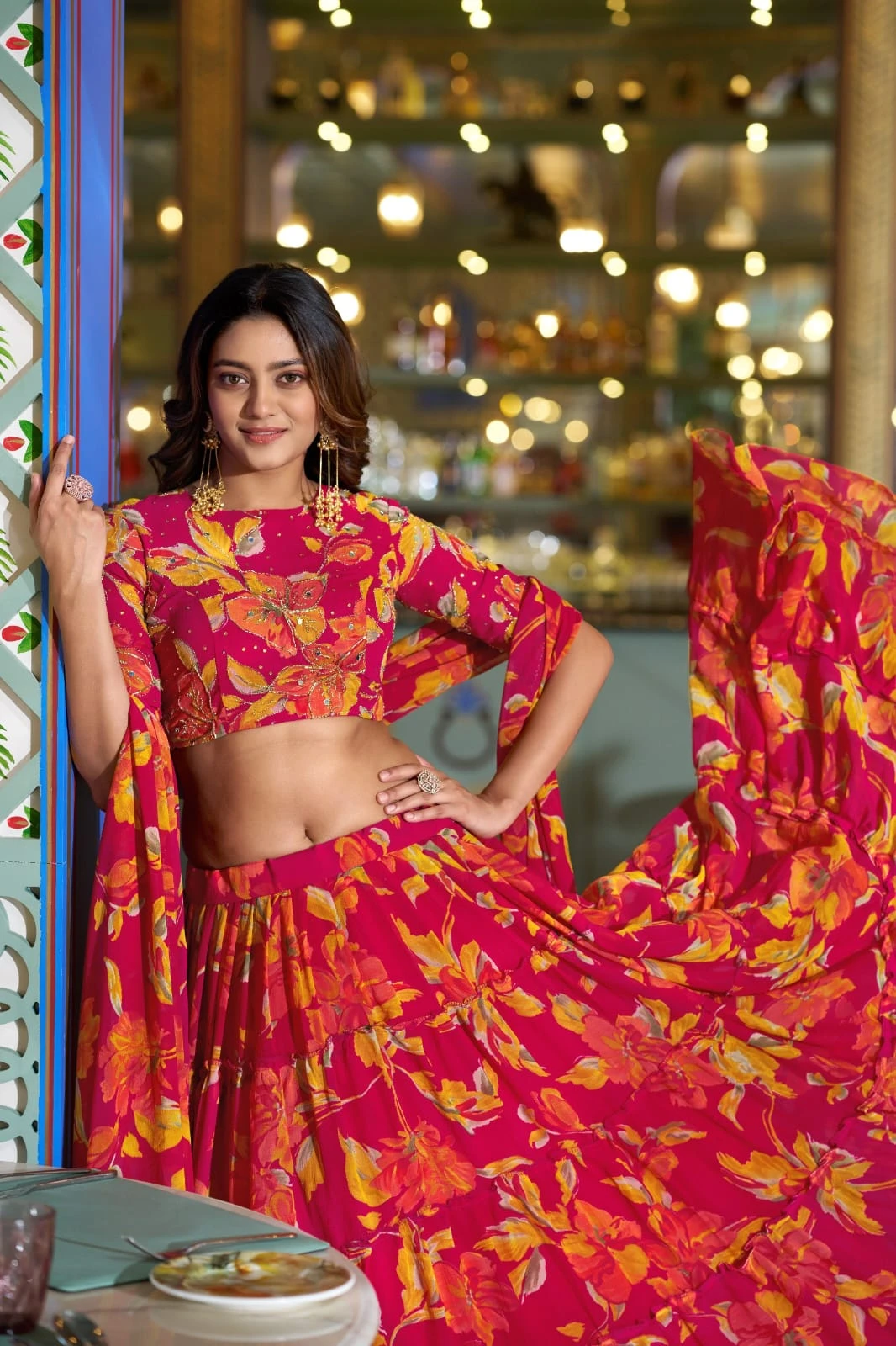 Bloomscape Floral Marble Lehenga Set AAHNAA