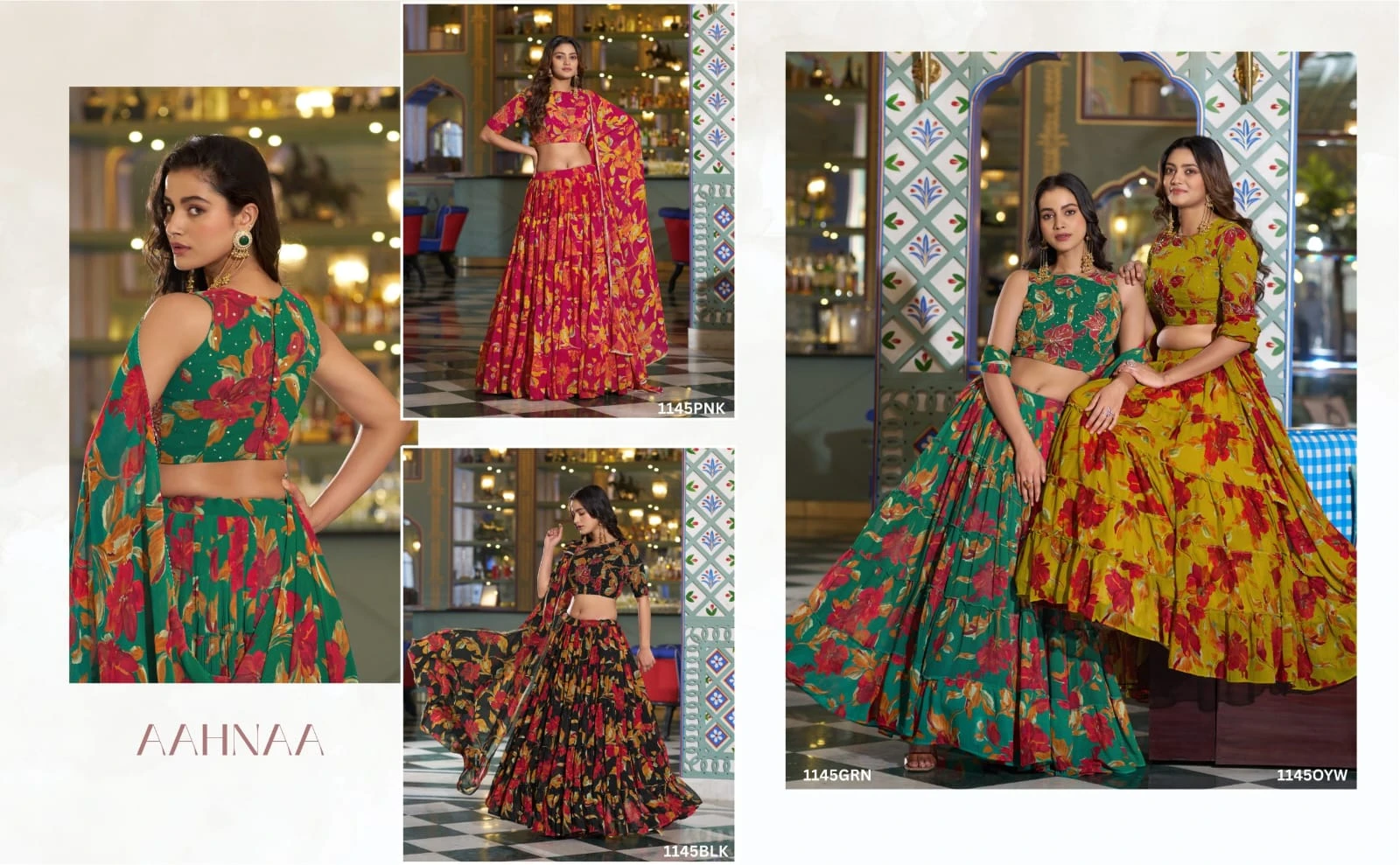 Bloomscape Floral Marble Lehenga Set AAHNAA