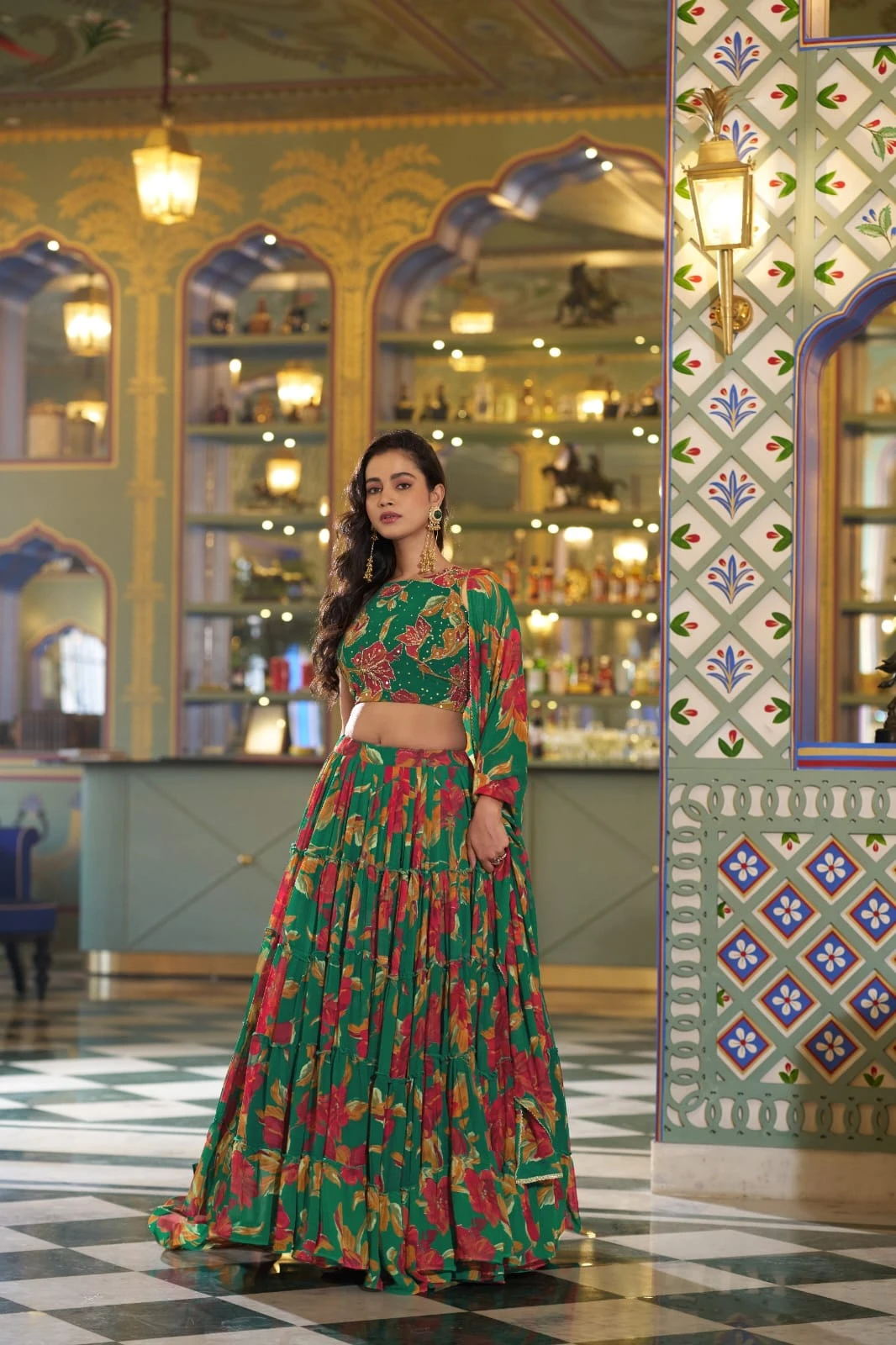 Bloomscape Floral Marble Lehenga Set AAHNAA