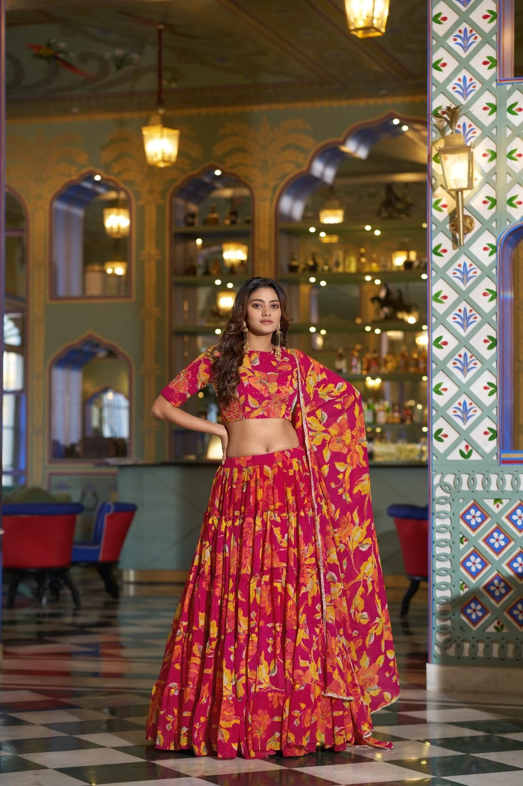 Bloomscape Floral Marble Lehenga Set AAHNAA