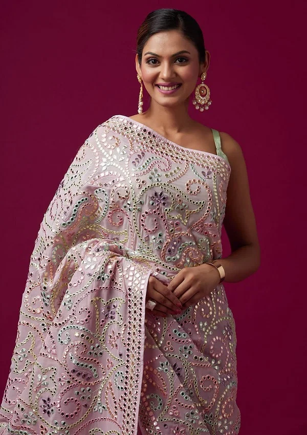 Bt 440 Beautiful Vichitra Silk Multi Colour Embroidered Saree Collection