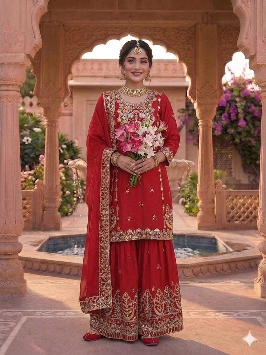 Chinon Silk Sharara Palazzo Set