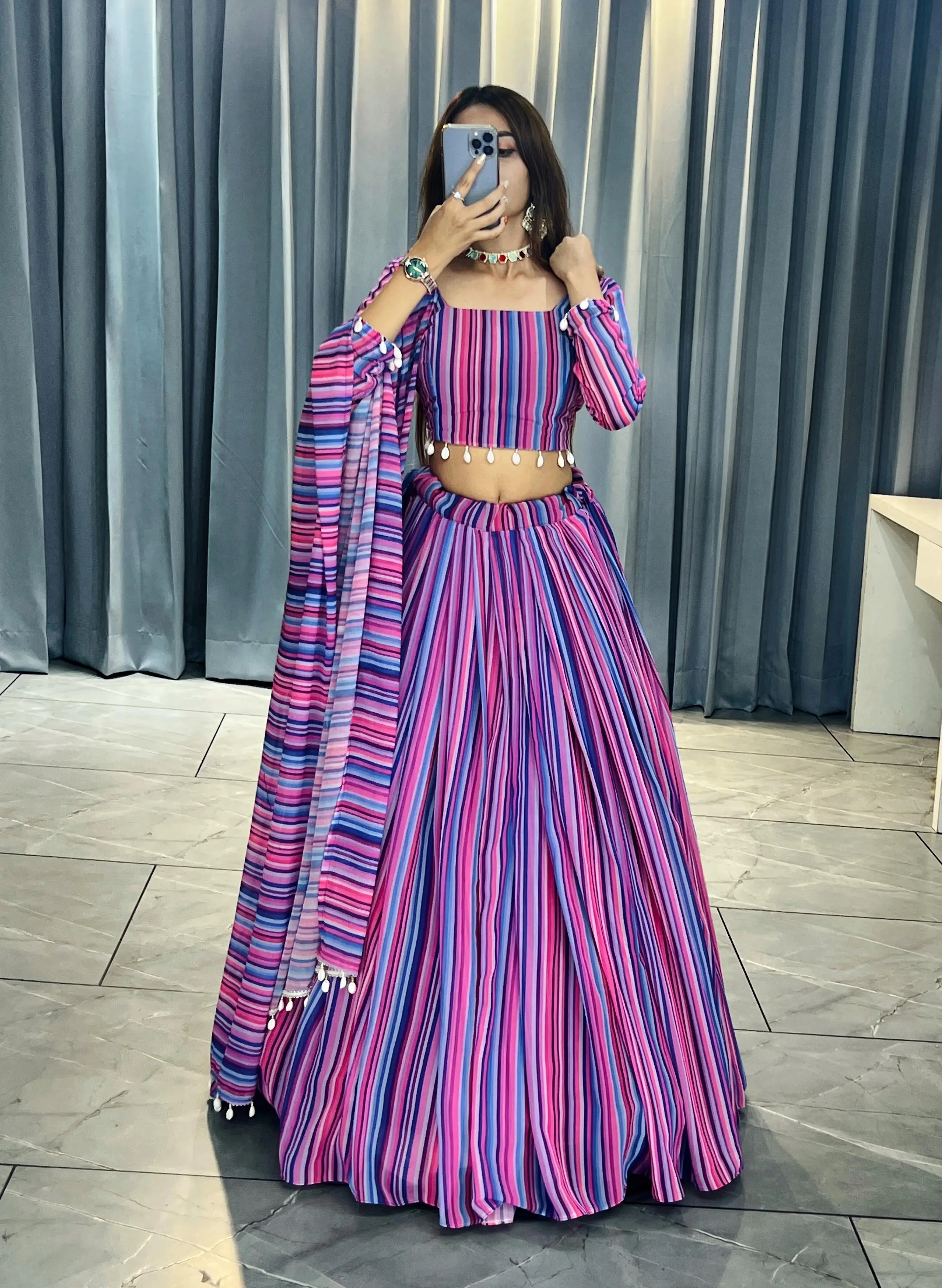 Classical Colorful Printed Lehenga Collection GRTN9032MLTCLR