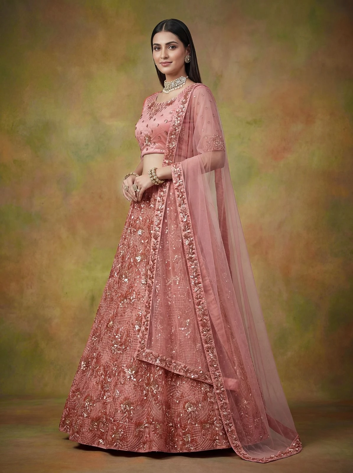 Designer 3D Sequins Net Lehenga Choli 3011