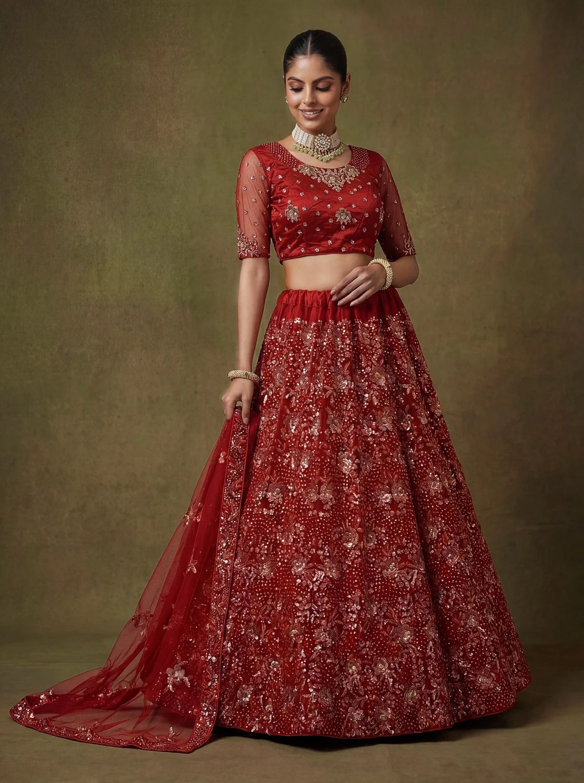 Designer 3D Sequins Net Lehenga Choli 3011