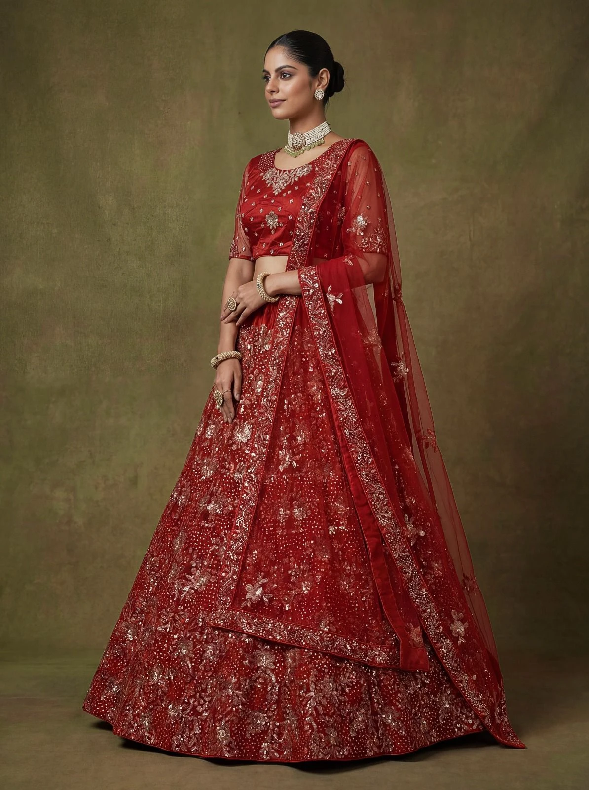 Designer 3D Sequins Net Lehenga Choli 3011