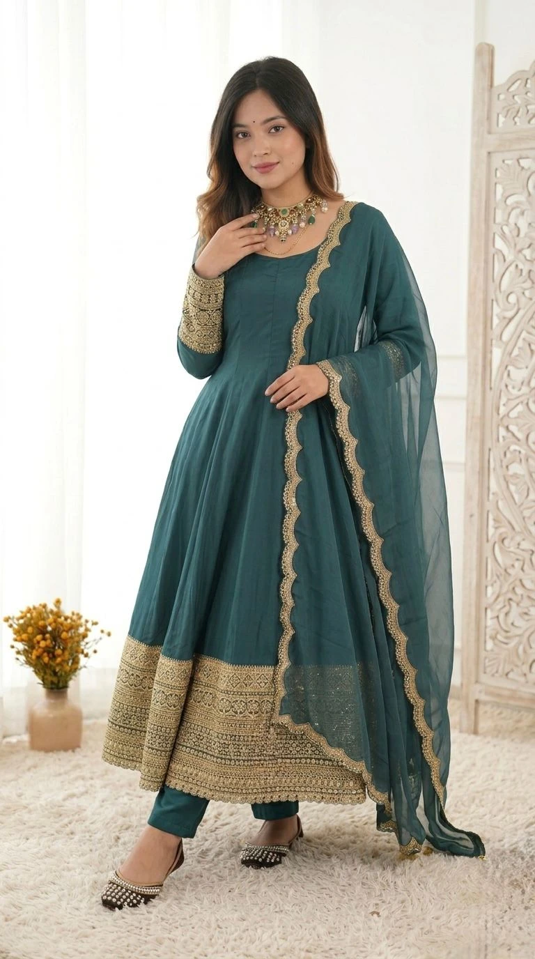 Designer Anarkali Suit Set With Dupatta