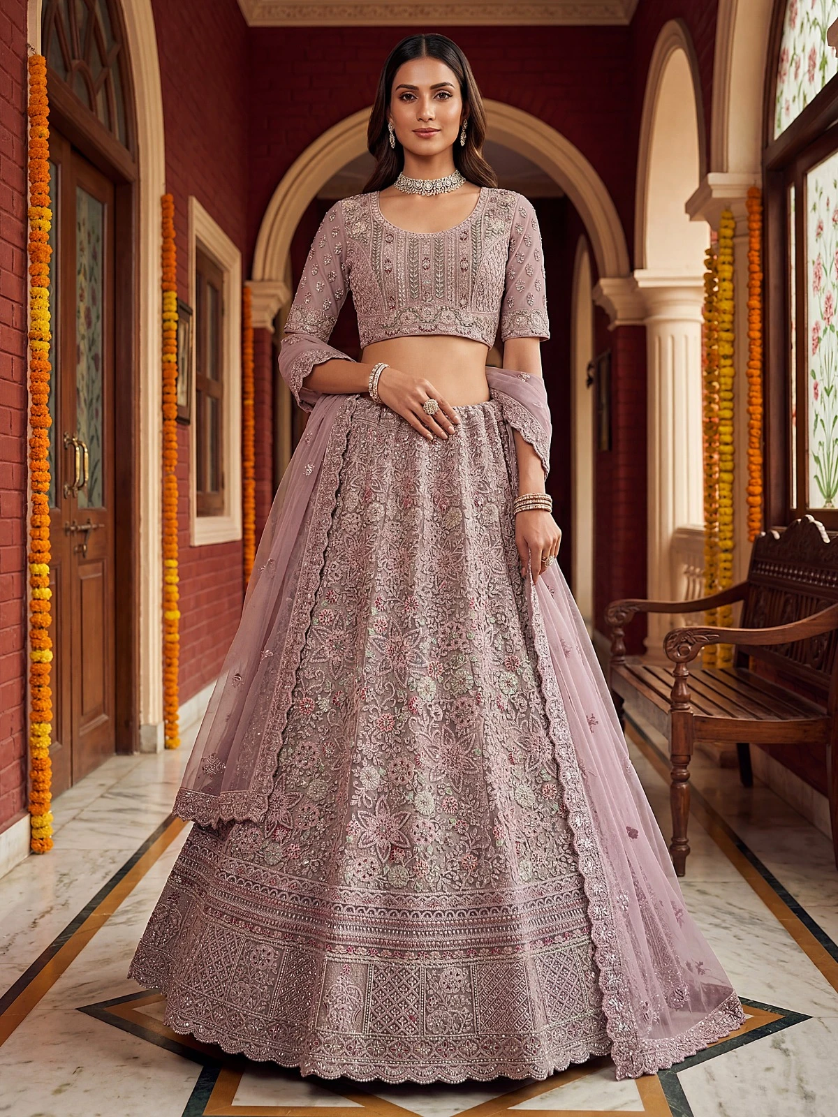Designer Bridal Net Lehenga Choli 3015 Collection