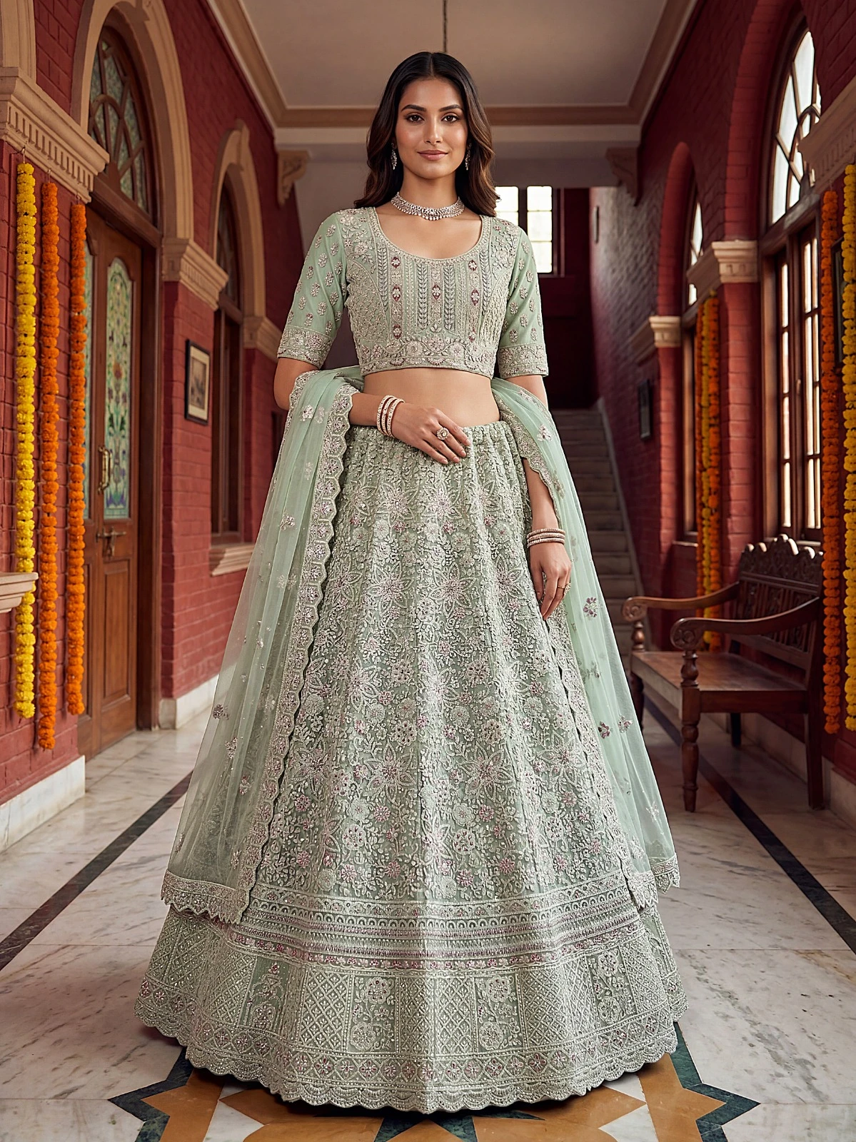 Designer Bridal Net Lehenga Choli 3015 Collection