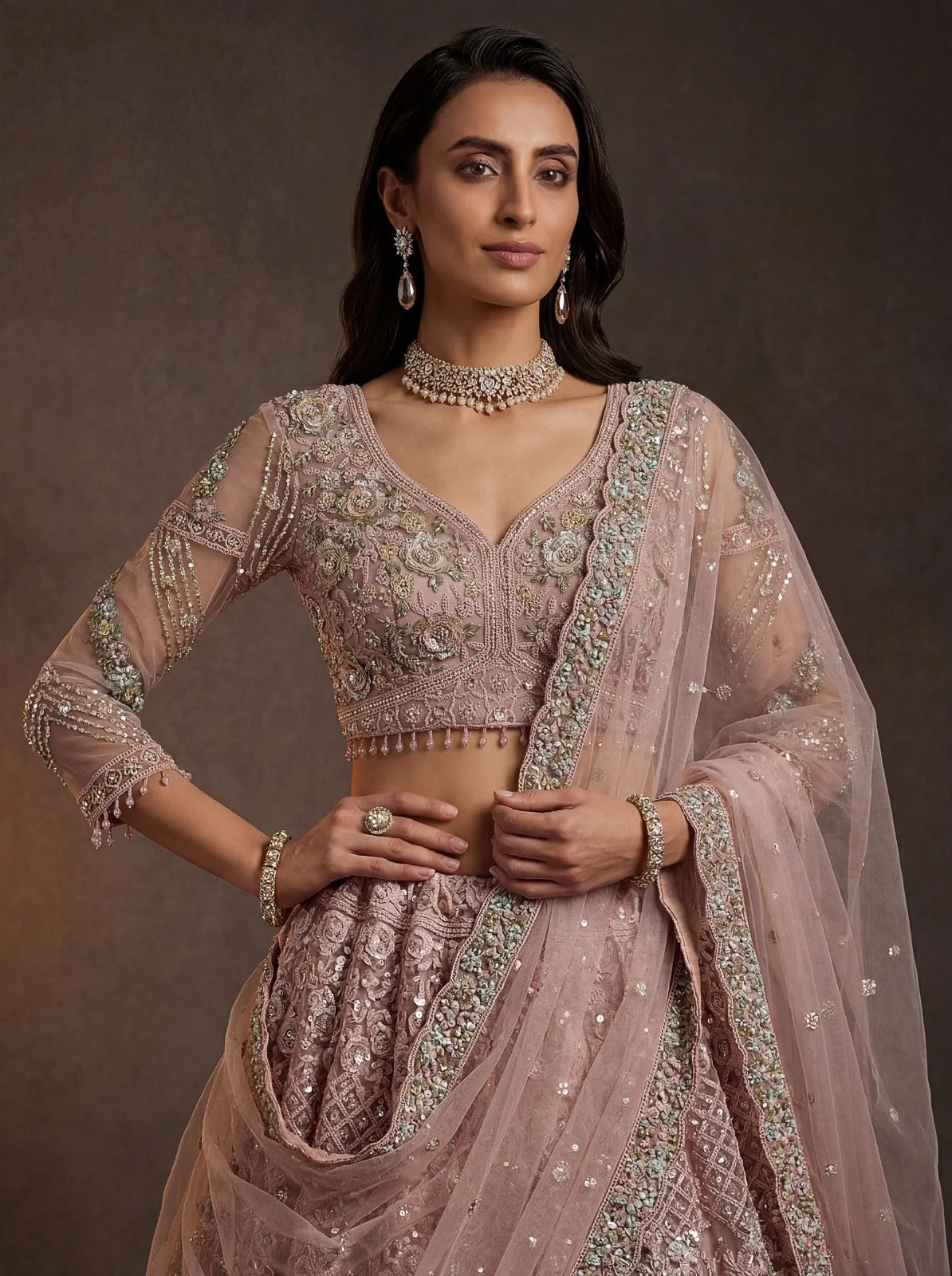 Designer Bridal Net Lehenga Choli 3016 Collection