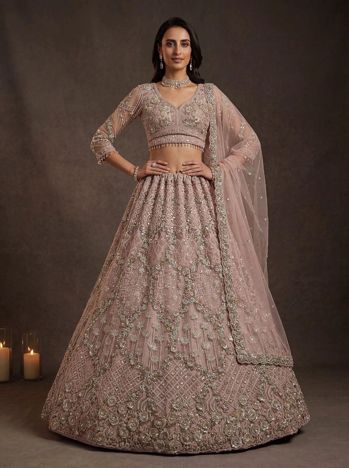 Designer Bridal Net Lehenga Choli 3016 Collection