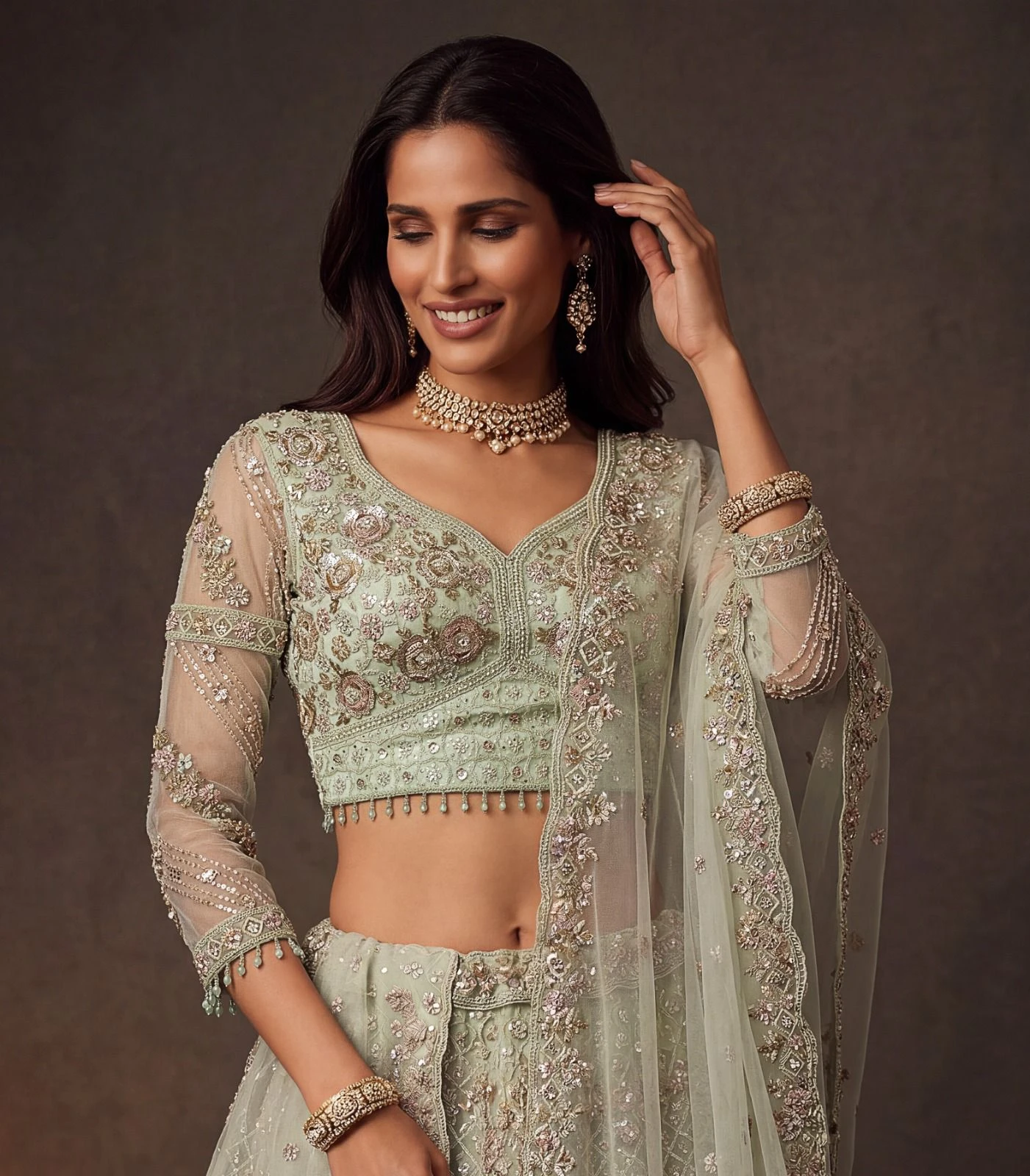 Designer Bridal Net Lehenga Choli 3016 Collection