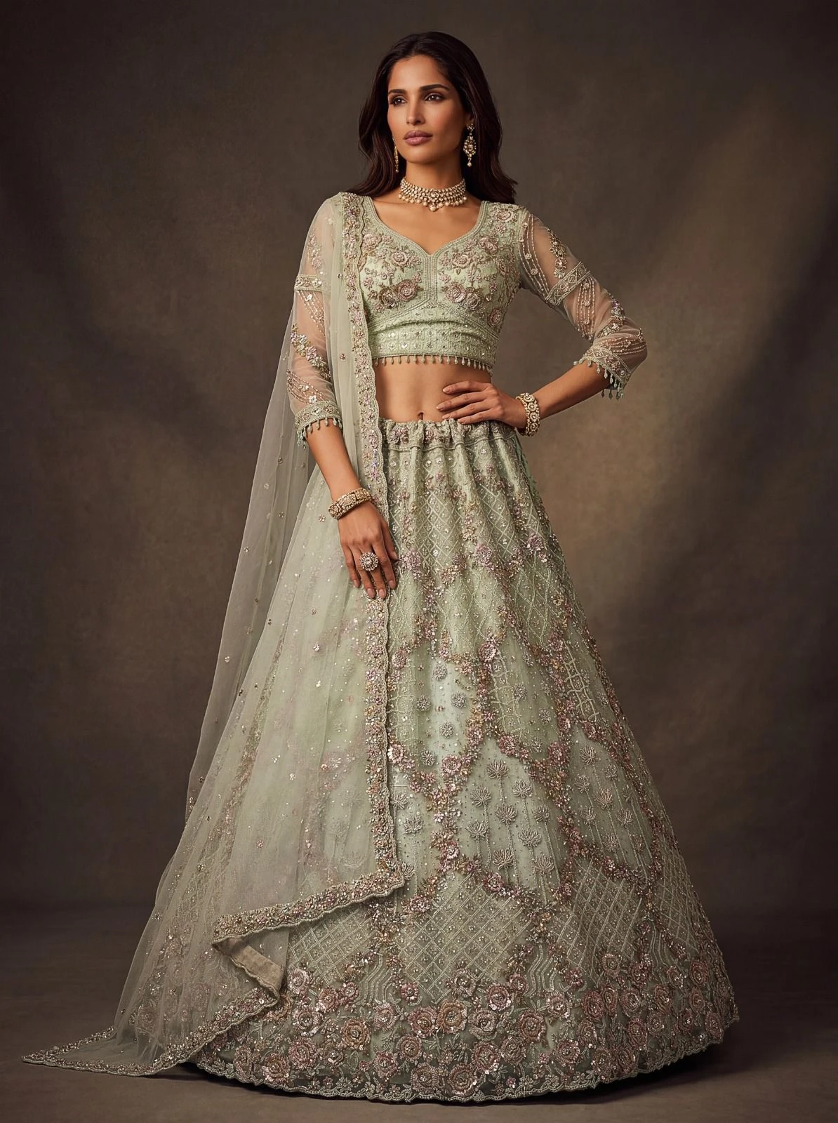 Designer Bridal Net Lehenga Choli 3016 Collection