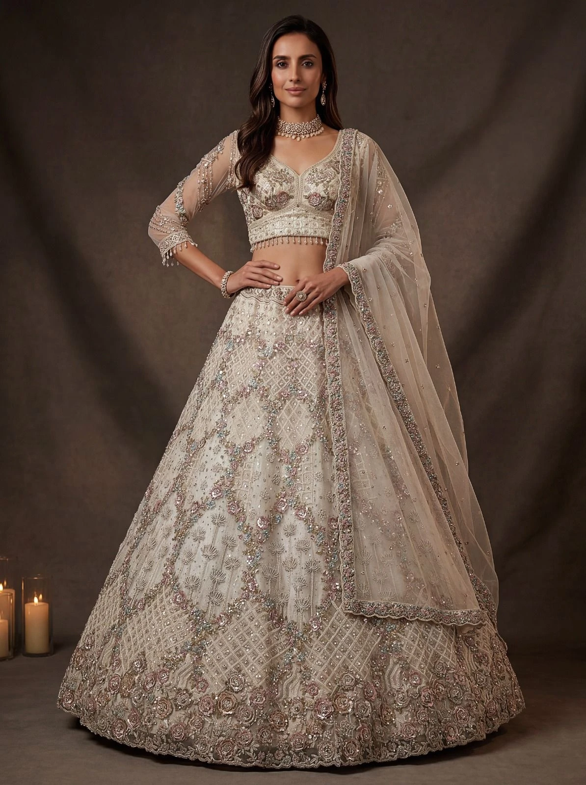 Designer Bridal Net Lehenga Choli 3016 Collection