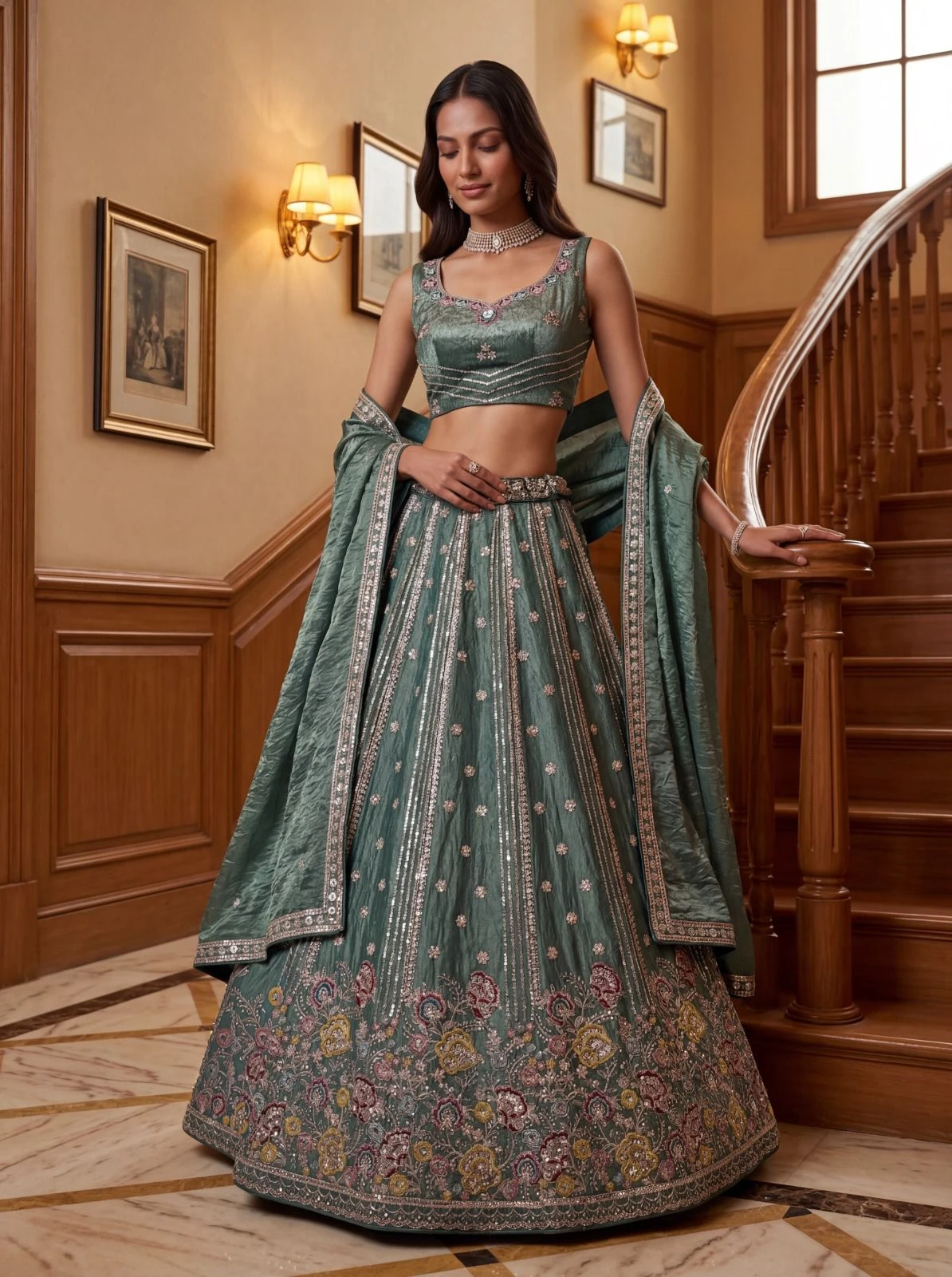 Designer Dori Embroidered Lehenga Choli