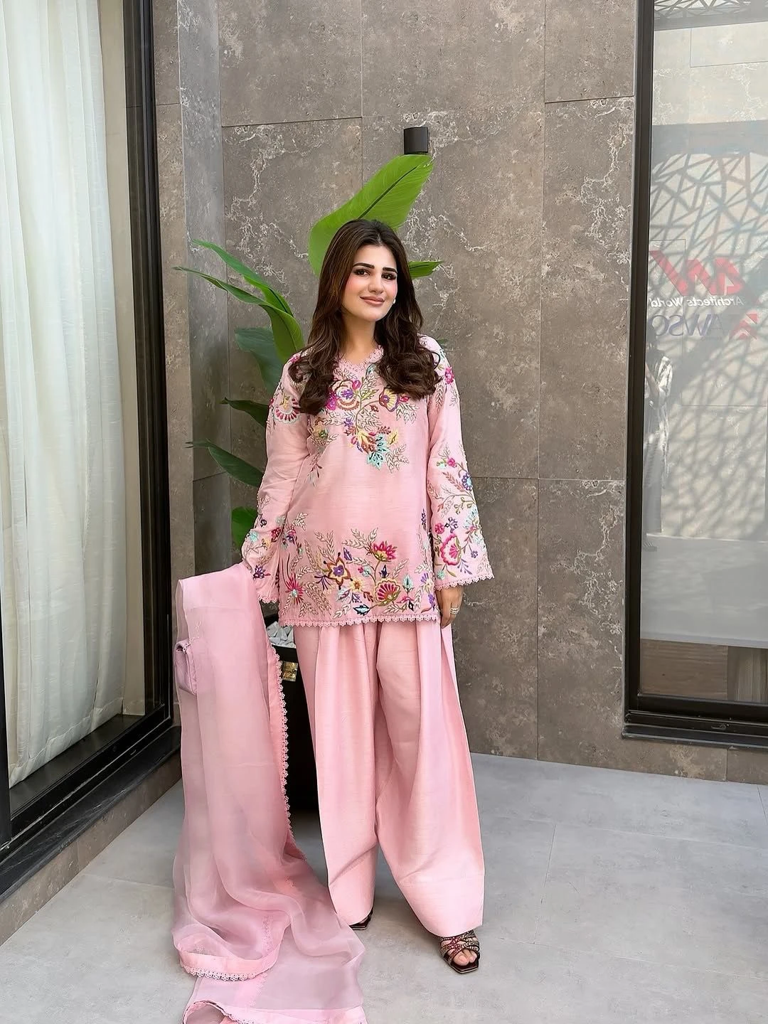Designer Embroidered Farsi Salwaar Suit With Dupatta