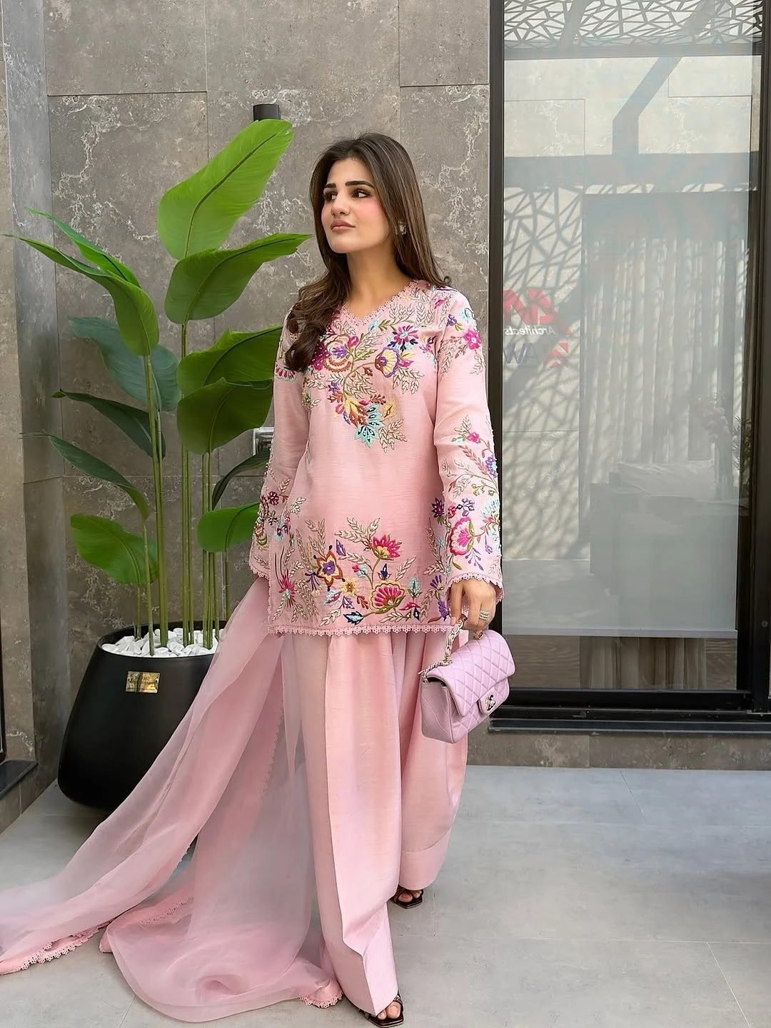 Designer Embroidered Farsi Salwaar Suit With Dupatta