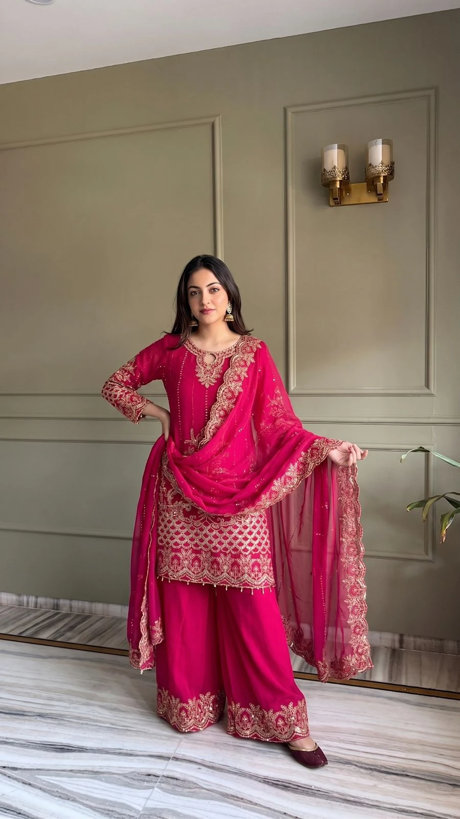 Designer Faux Georgette Plazoo Suit