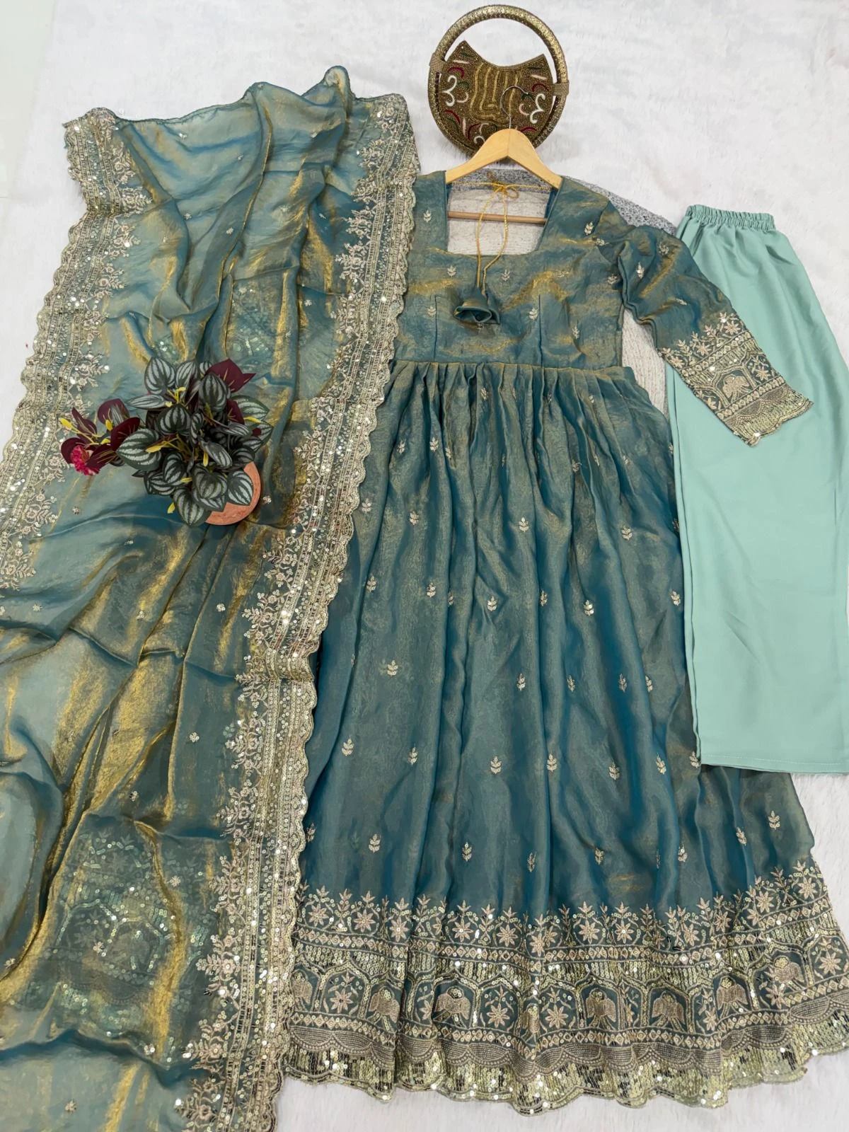 Designer Fendi Satin Gown Set
