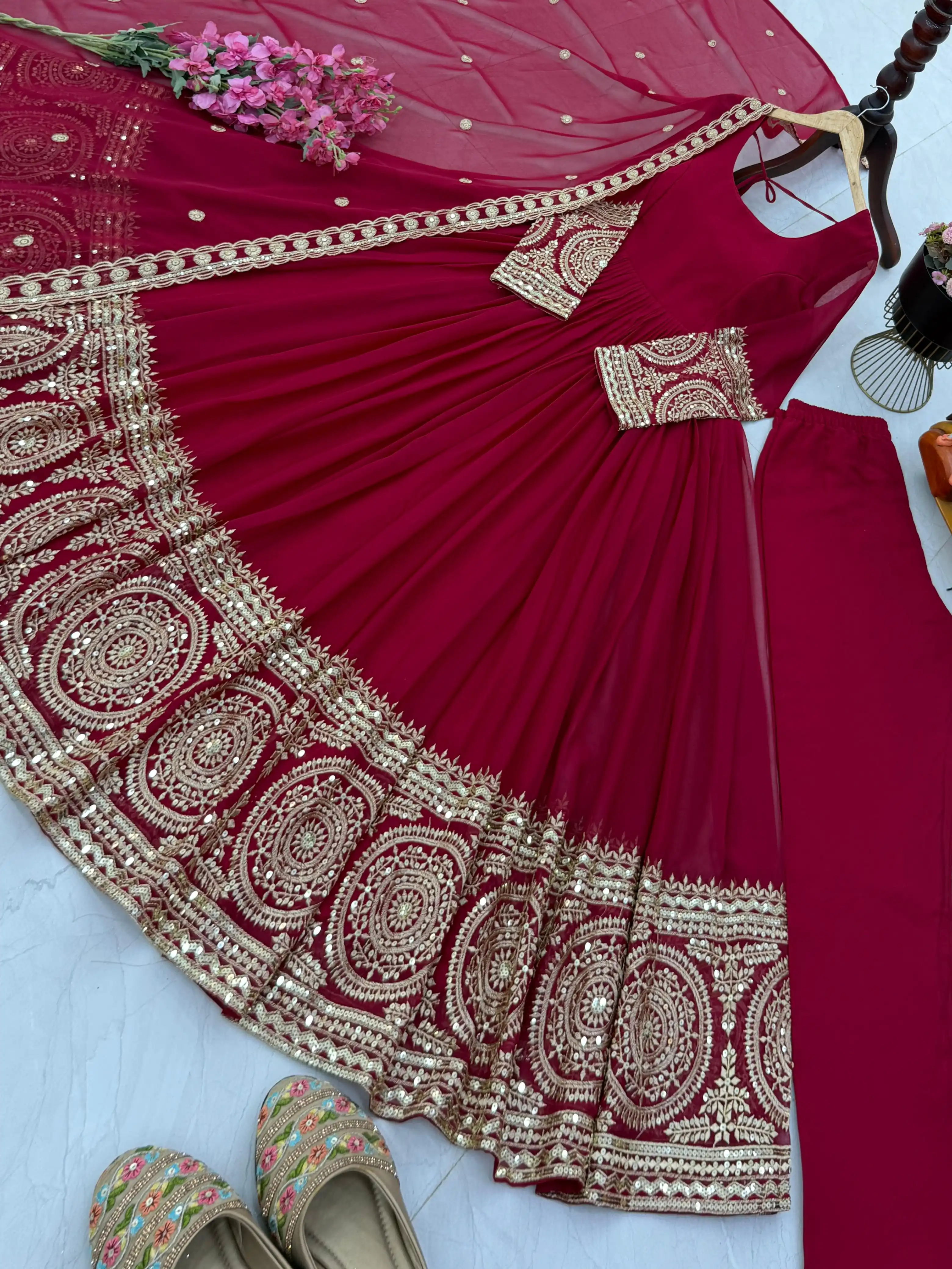 Designer Fox Georgette Gown Set